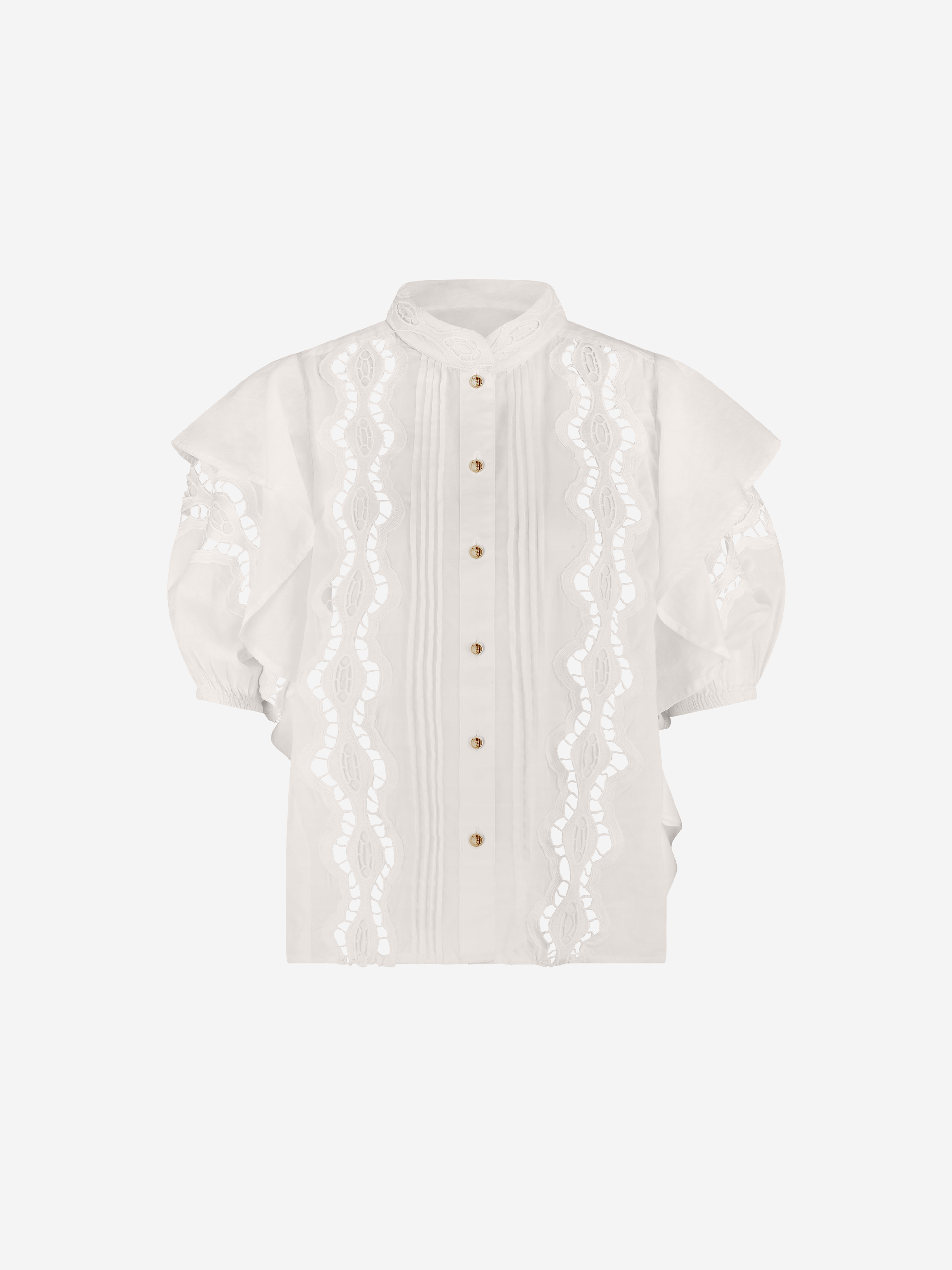 Broderie anglaise blouse met pofmouwen
