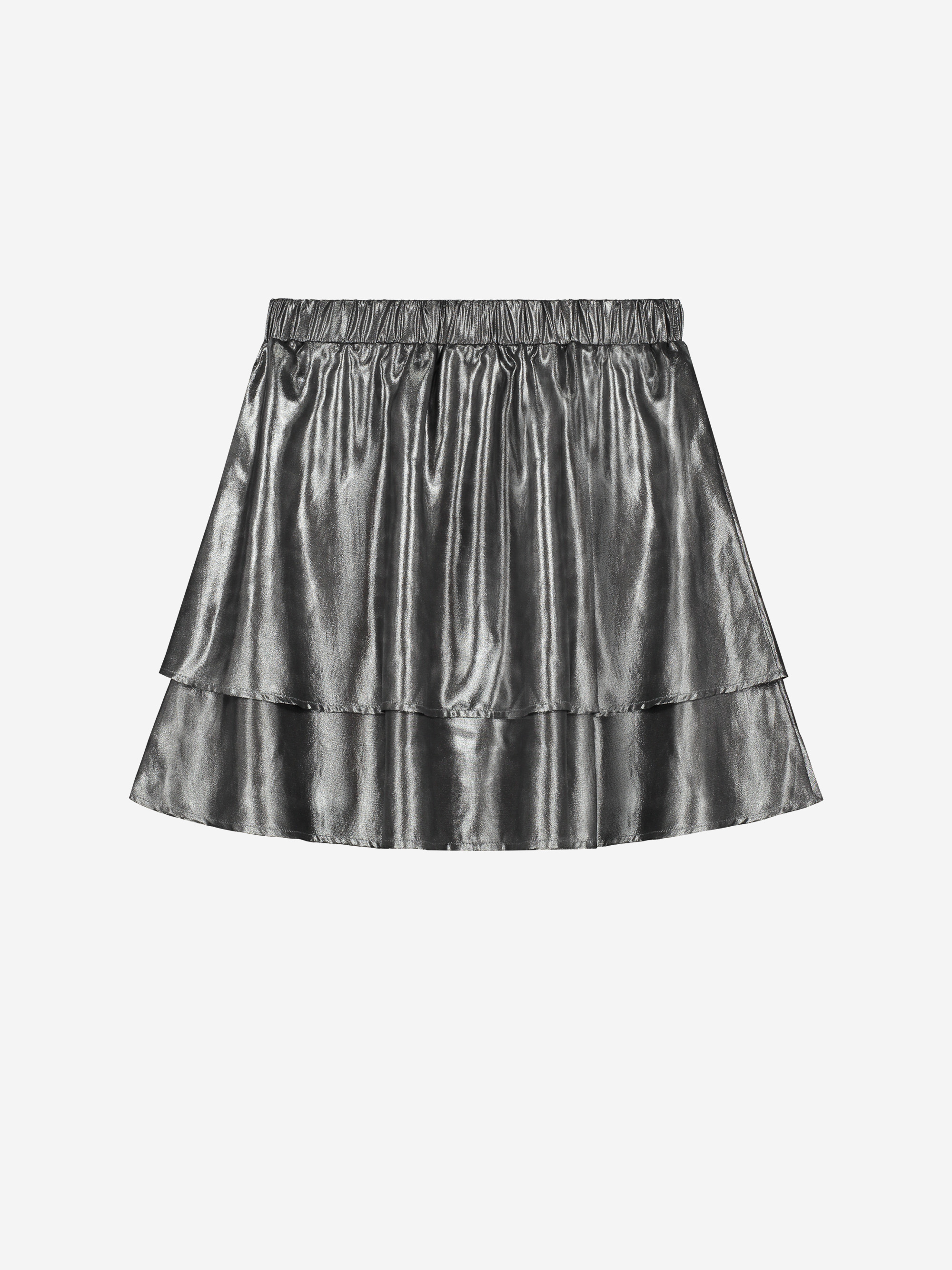 A-line skirt with metallic look and elastic waistband