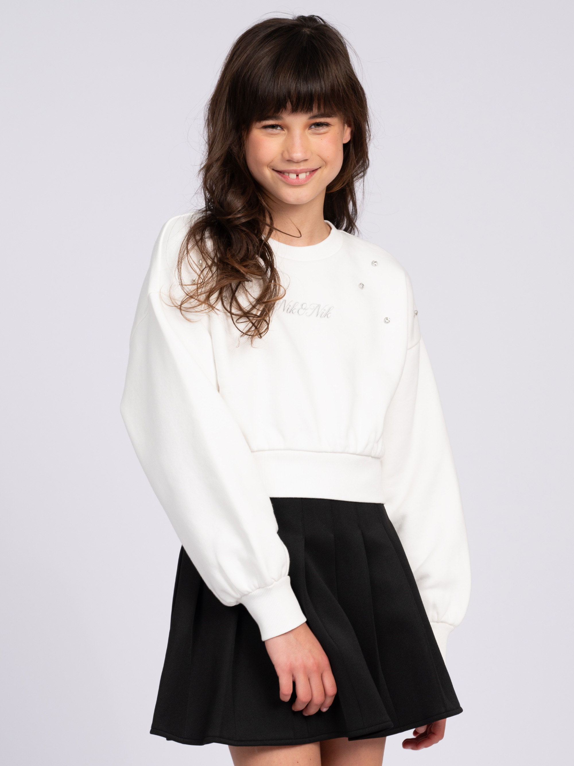 Cropped sweater met glinsterende studs