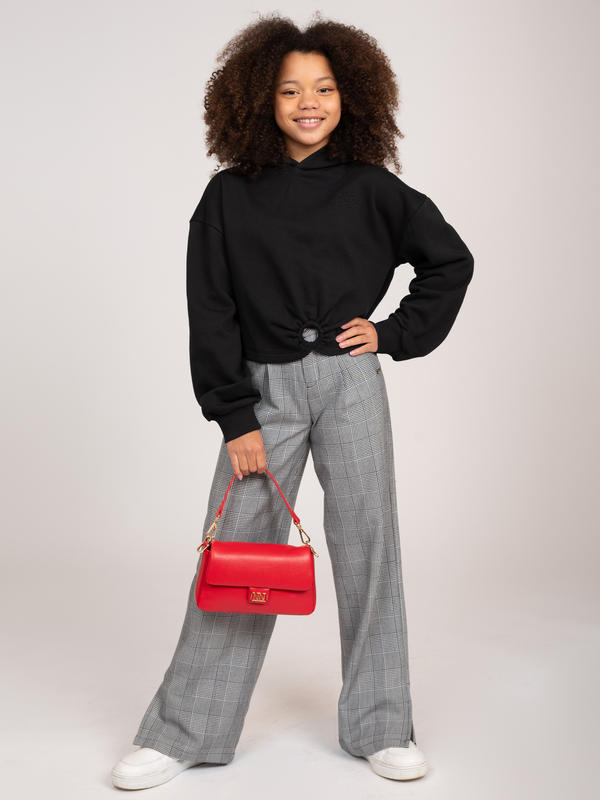 Checkered pants with split