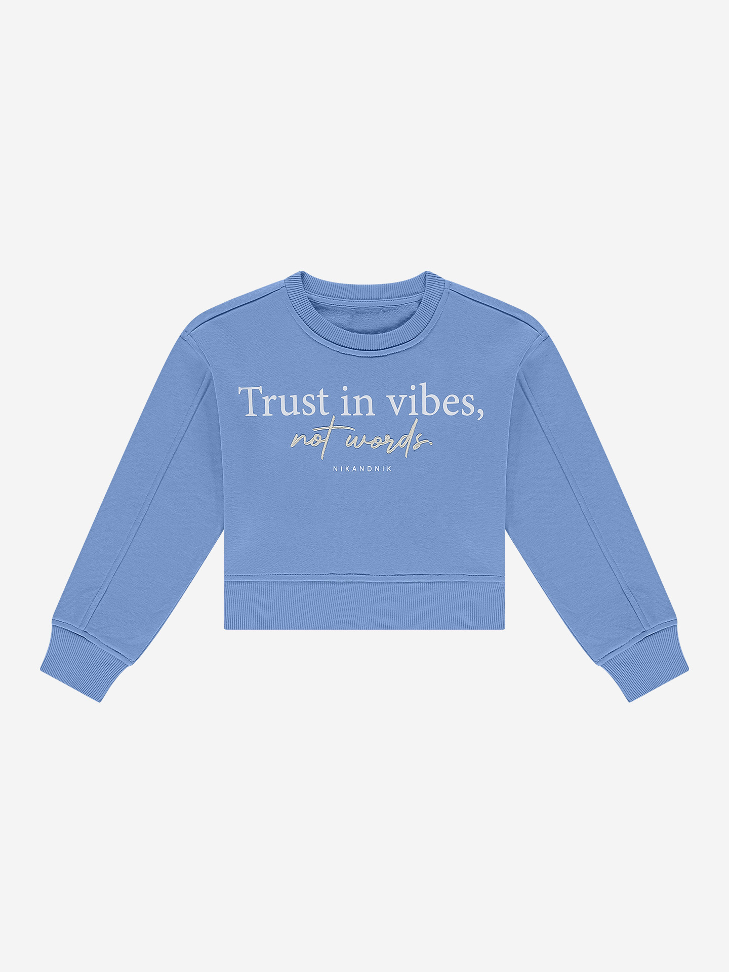 Sweater with embroidered text