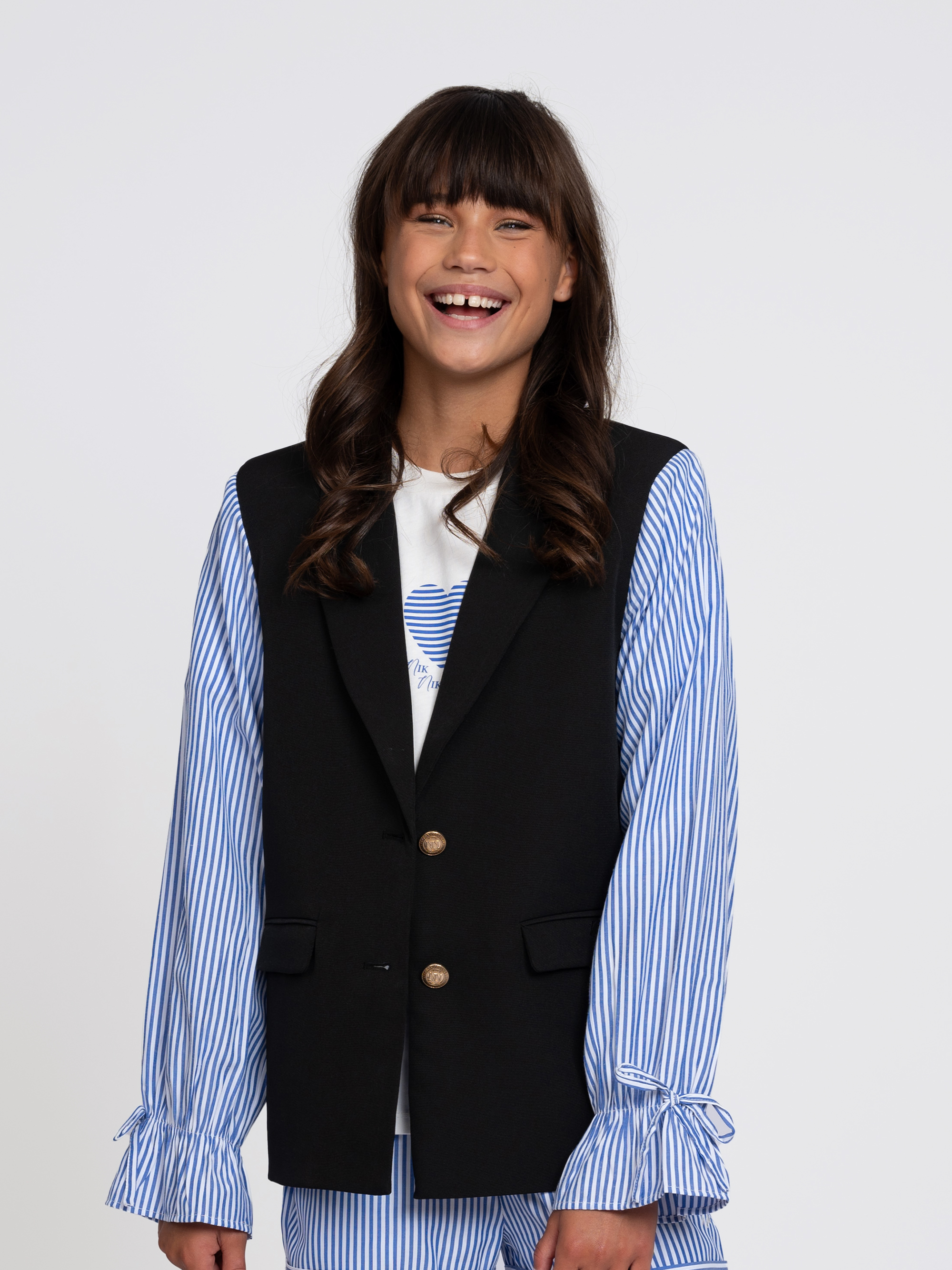 Blazer met gestreepte mouwen