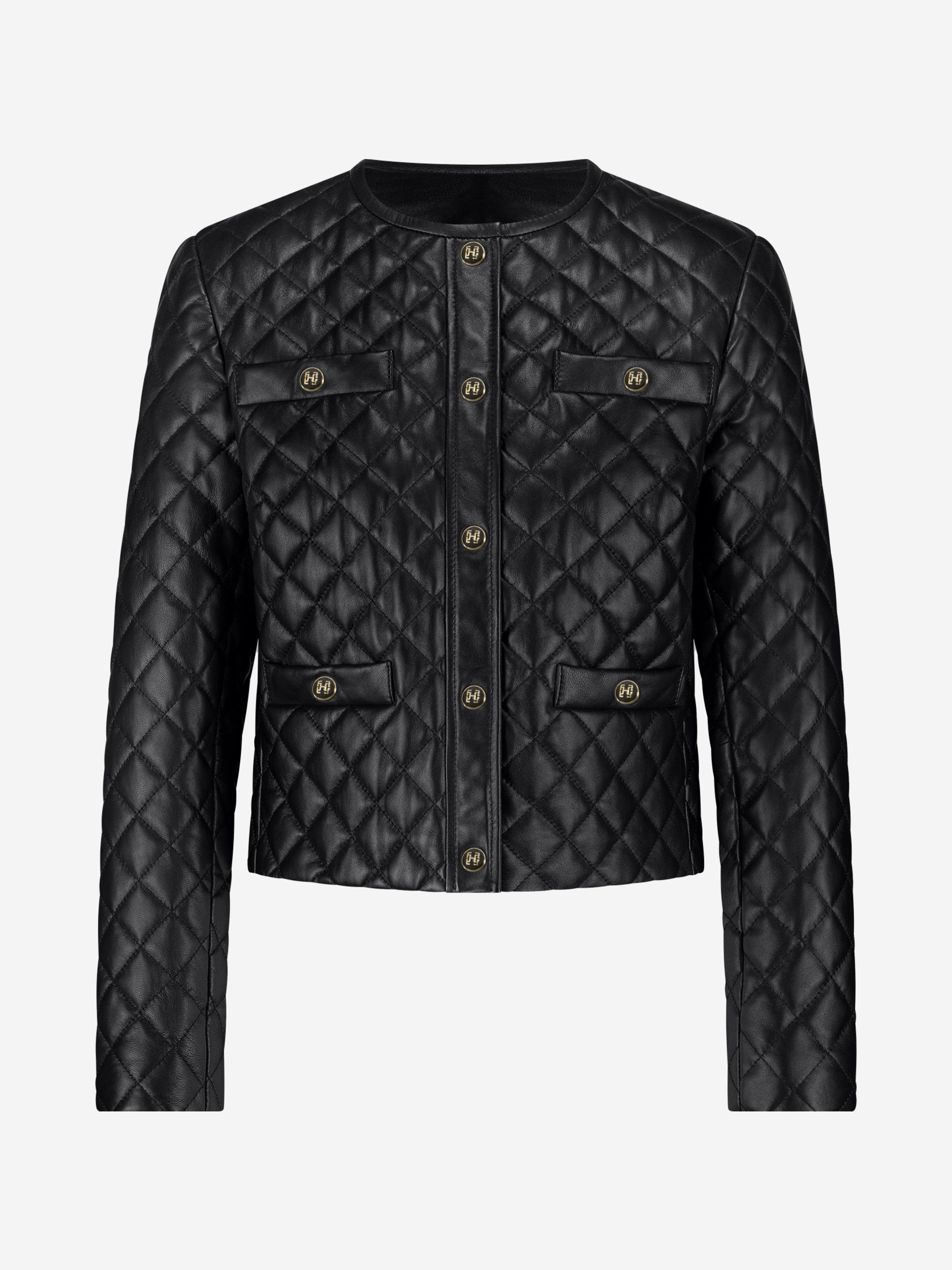 Quilted leather jacket with FH buttons