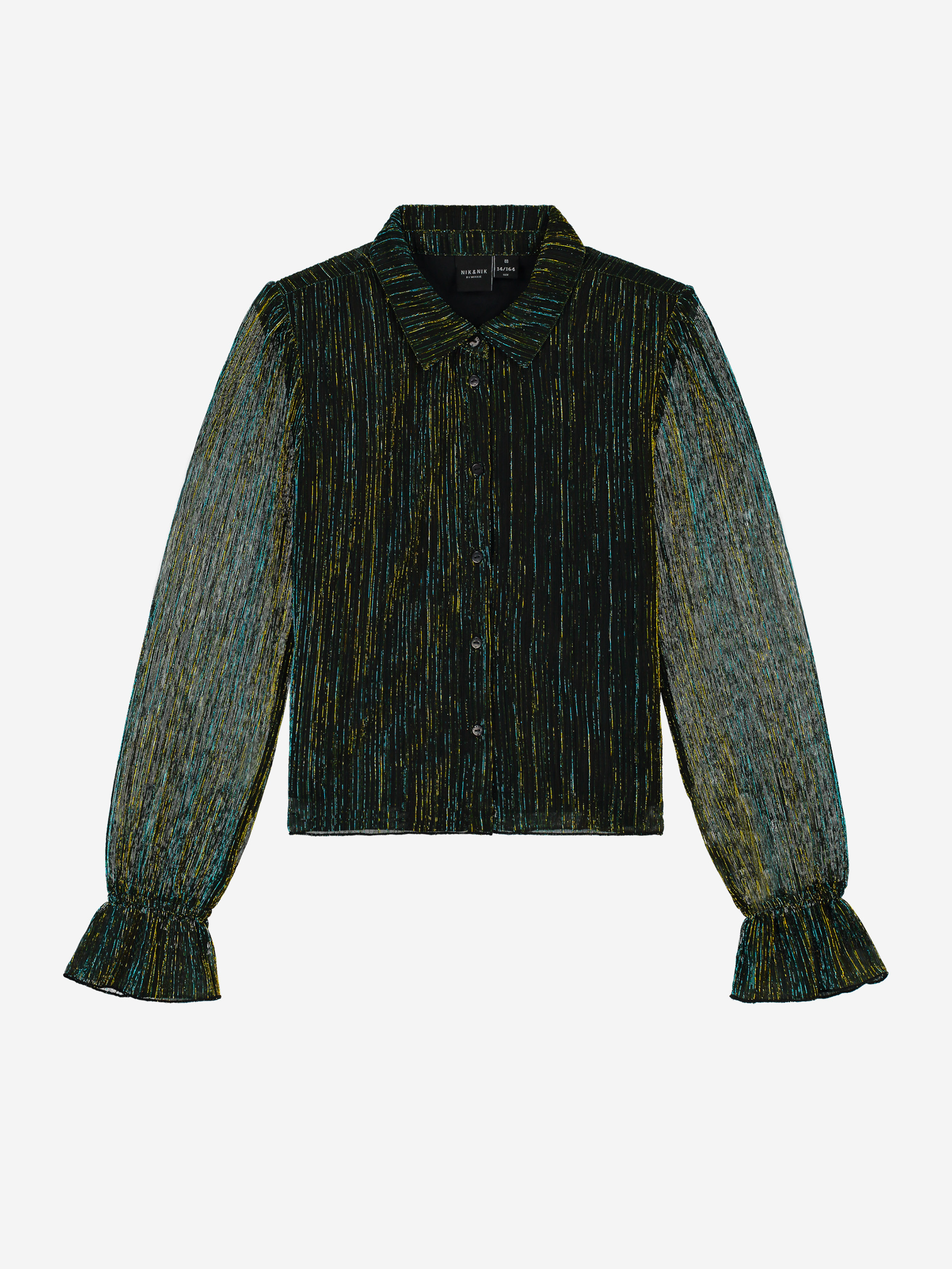 Glitter blouse met uitlopende mouwen