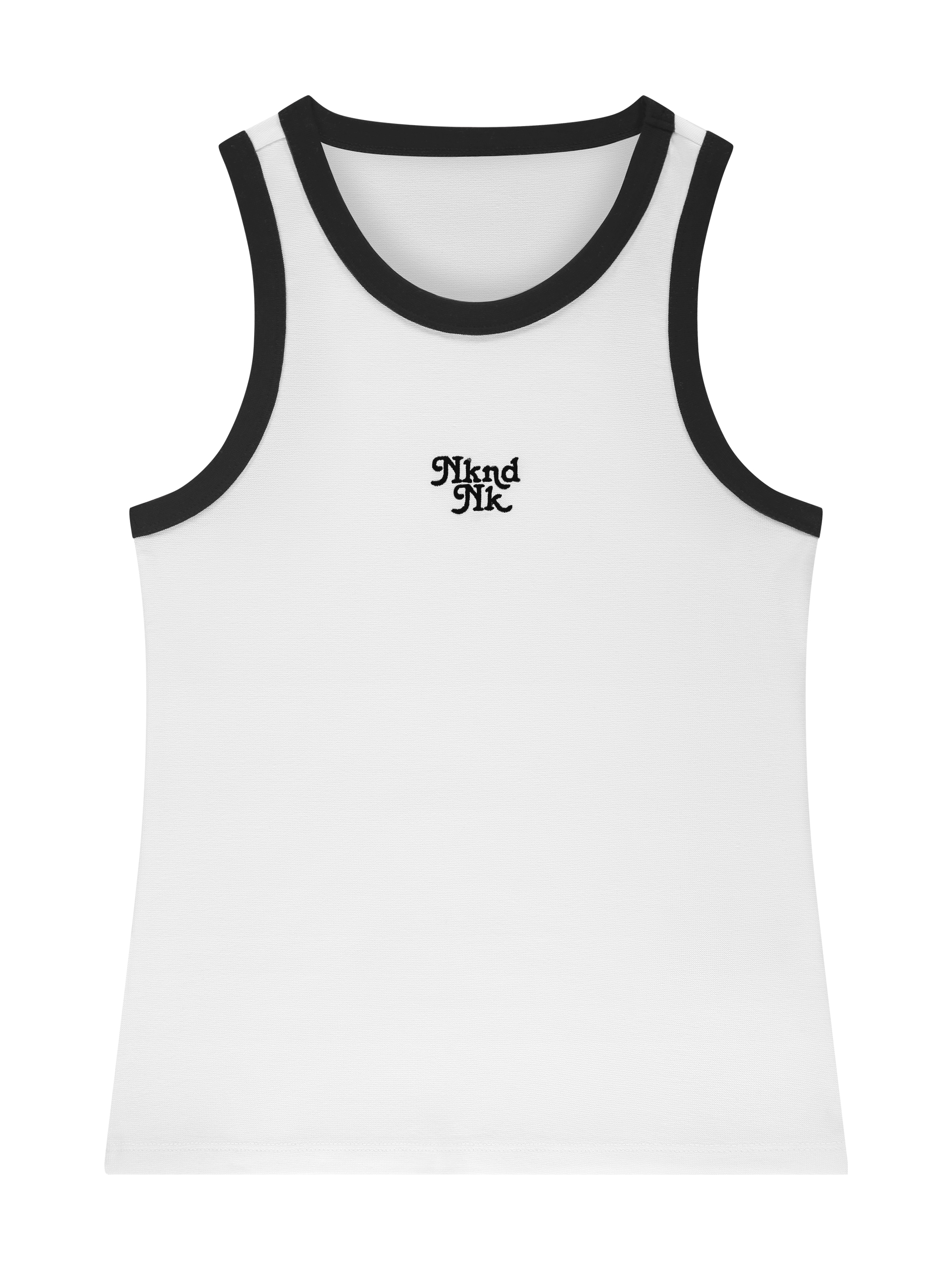 Fitted tank top with logo and piping 