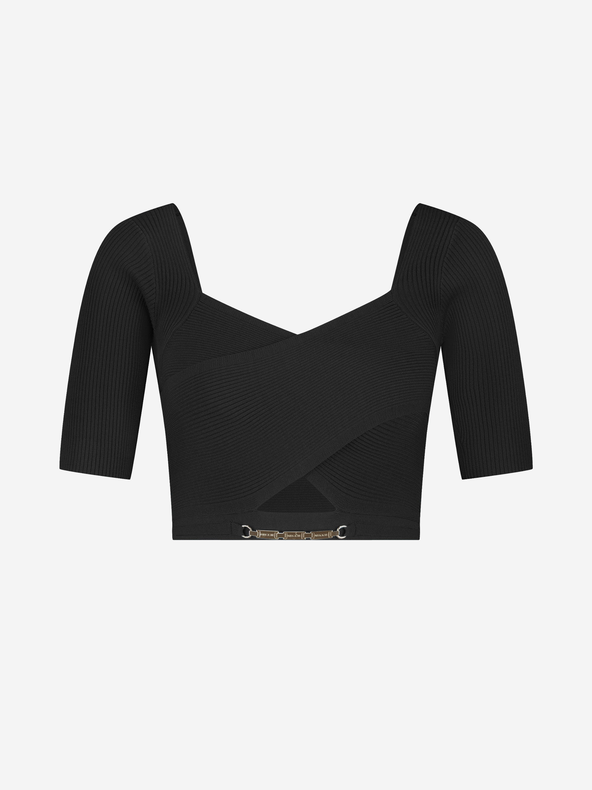 Ribbed cropped top with crossover detail