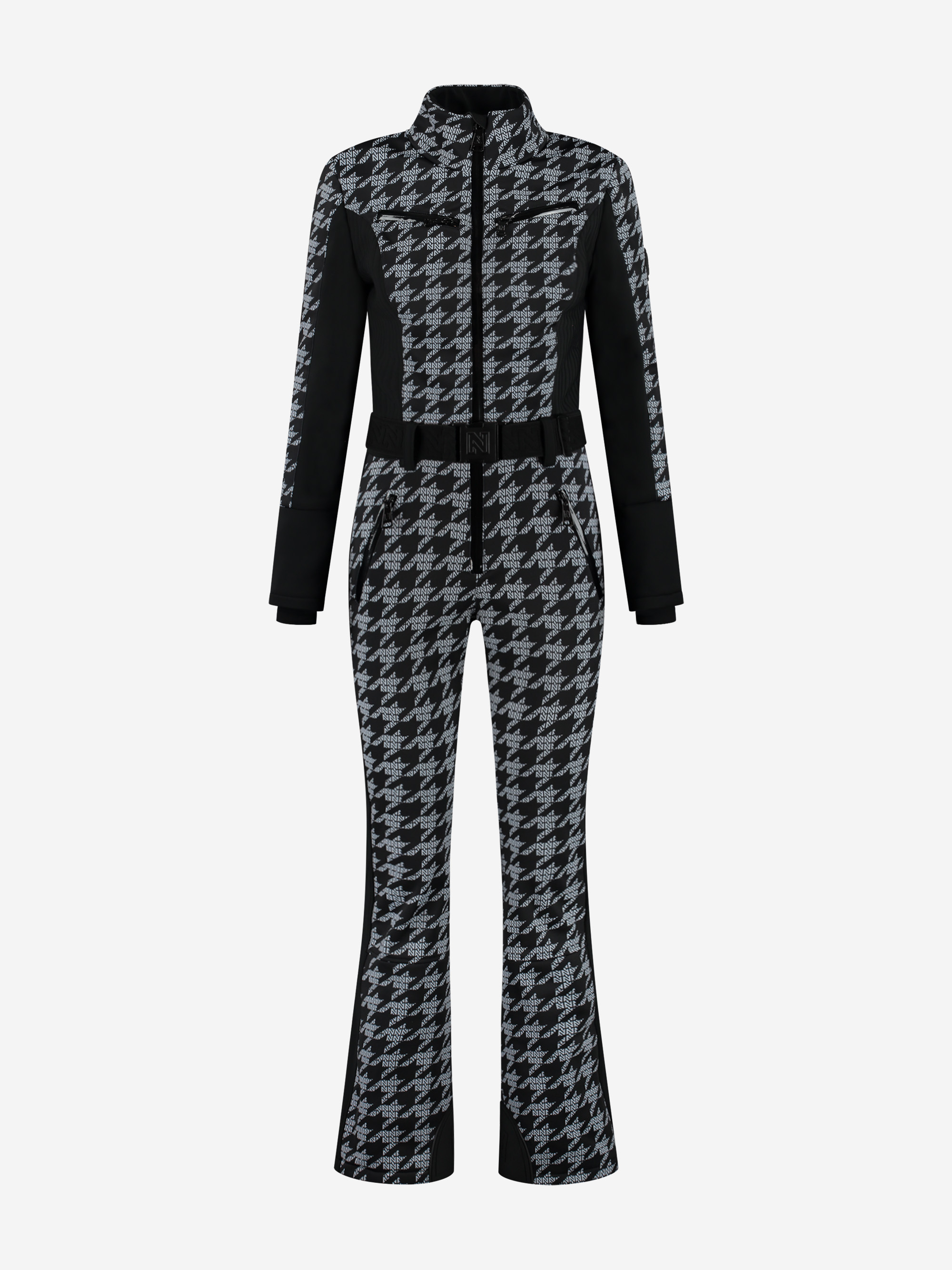 Ski jumpsuit with logo pattern and elastic belt 