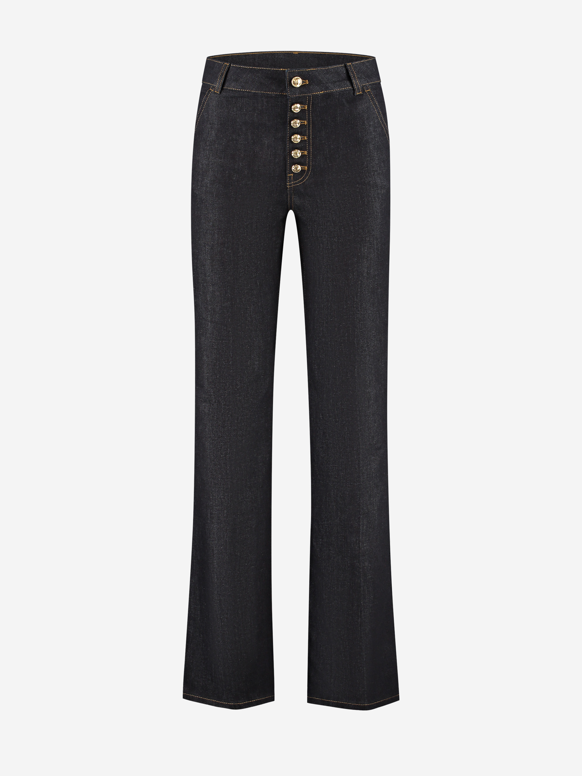 Straight leg jeans with row of buttons