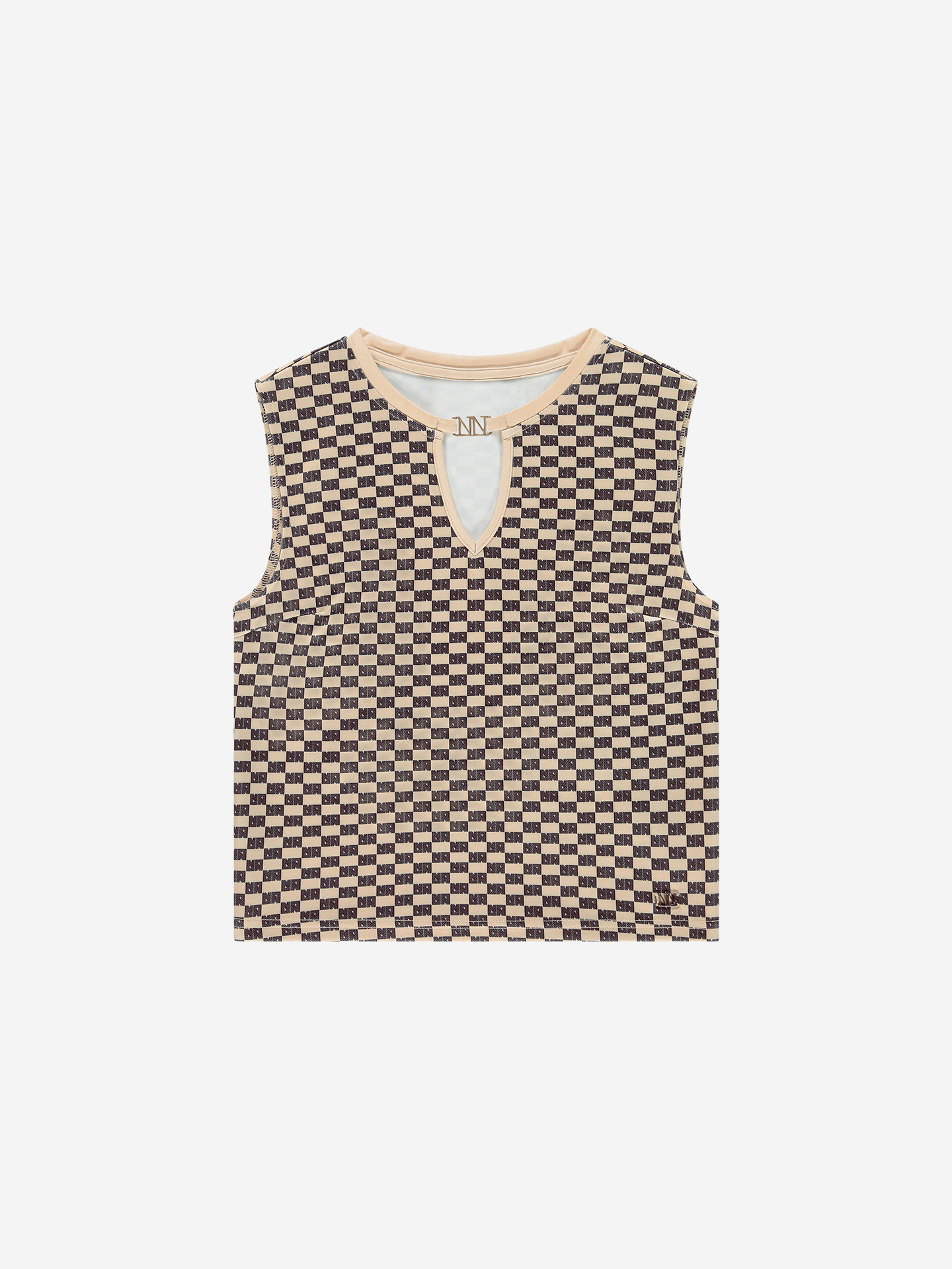 Sleeveless top with logo pattern