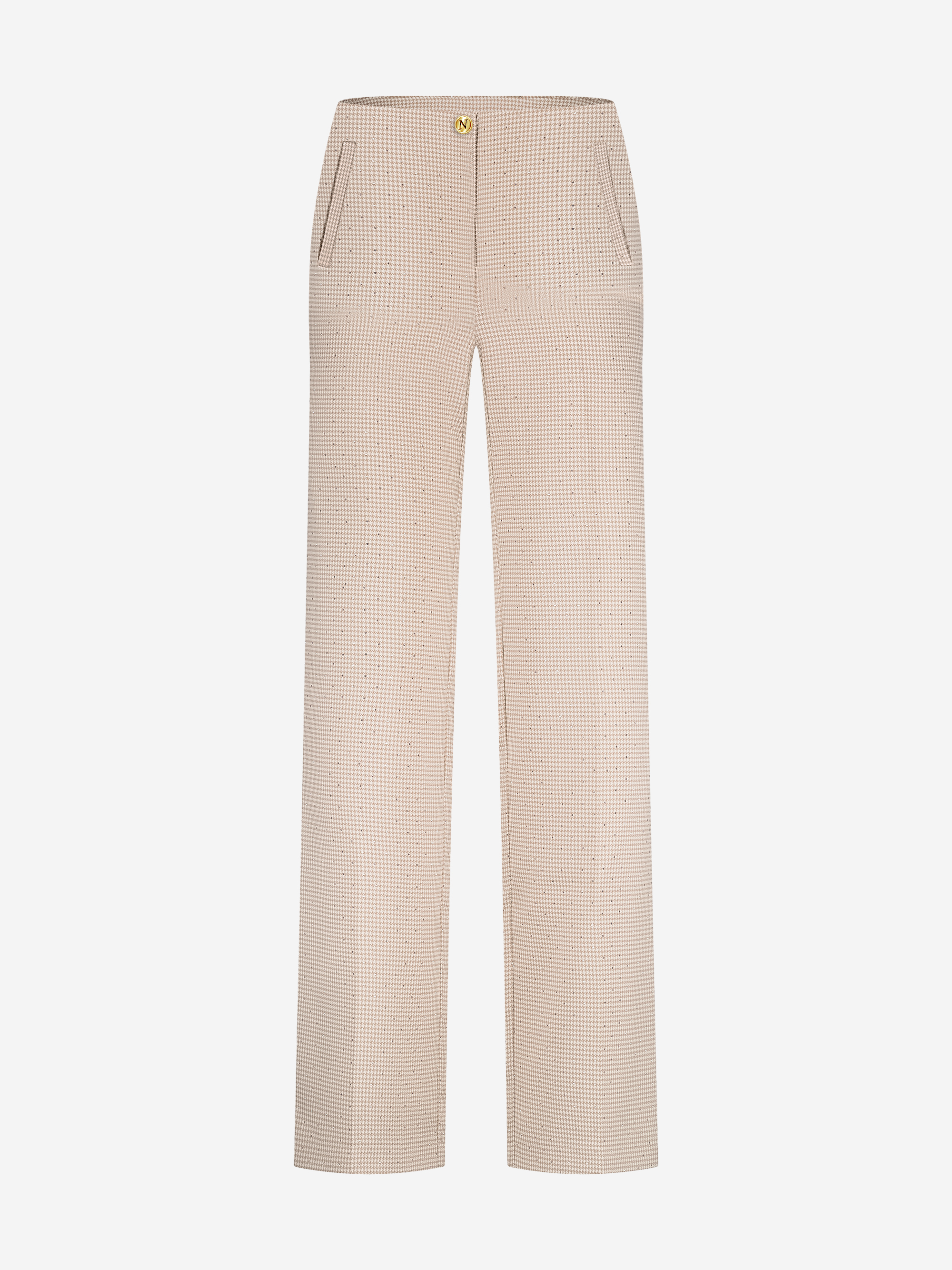 Broek met pied-de-poule patroon en strass steentjes