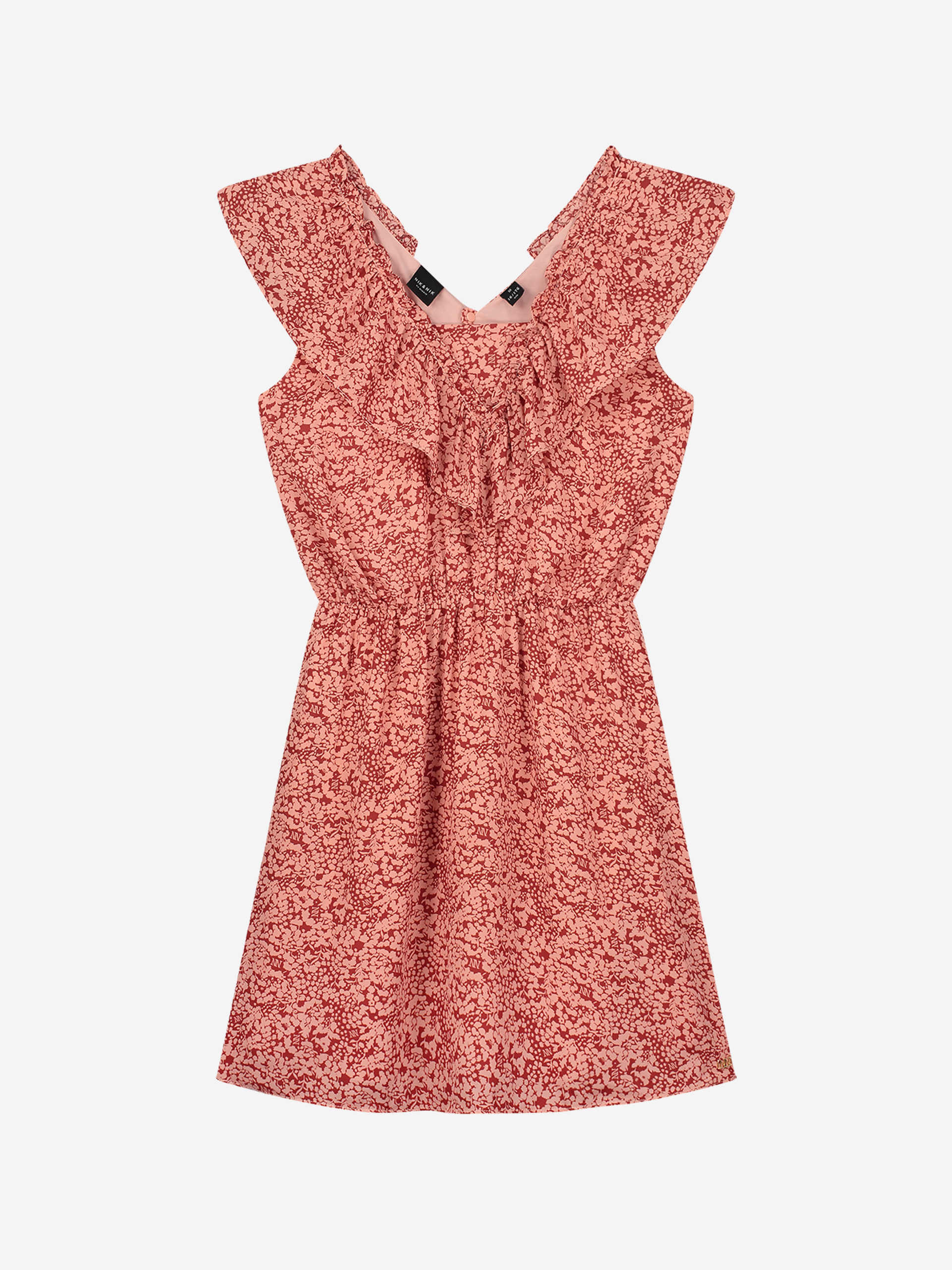 Ruffled dress with elastic waistband