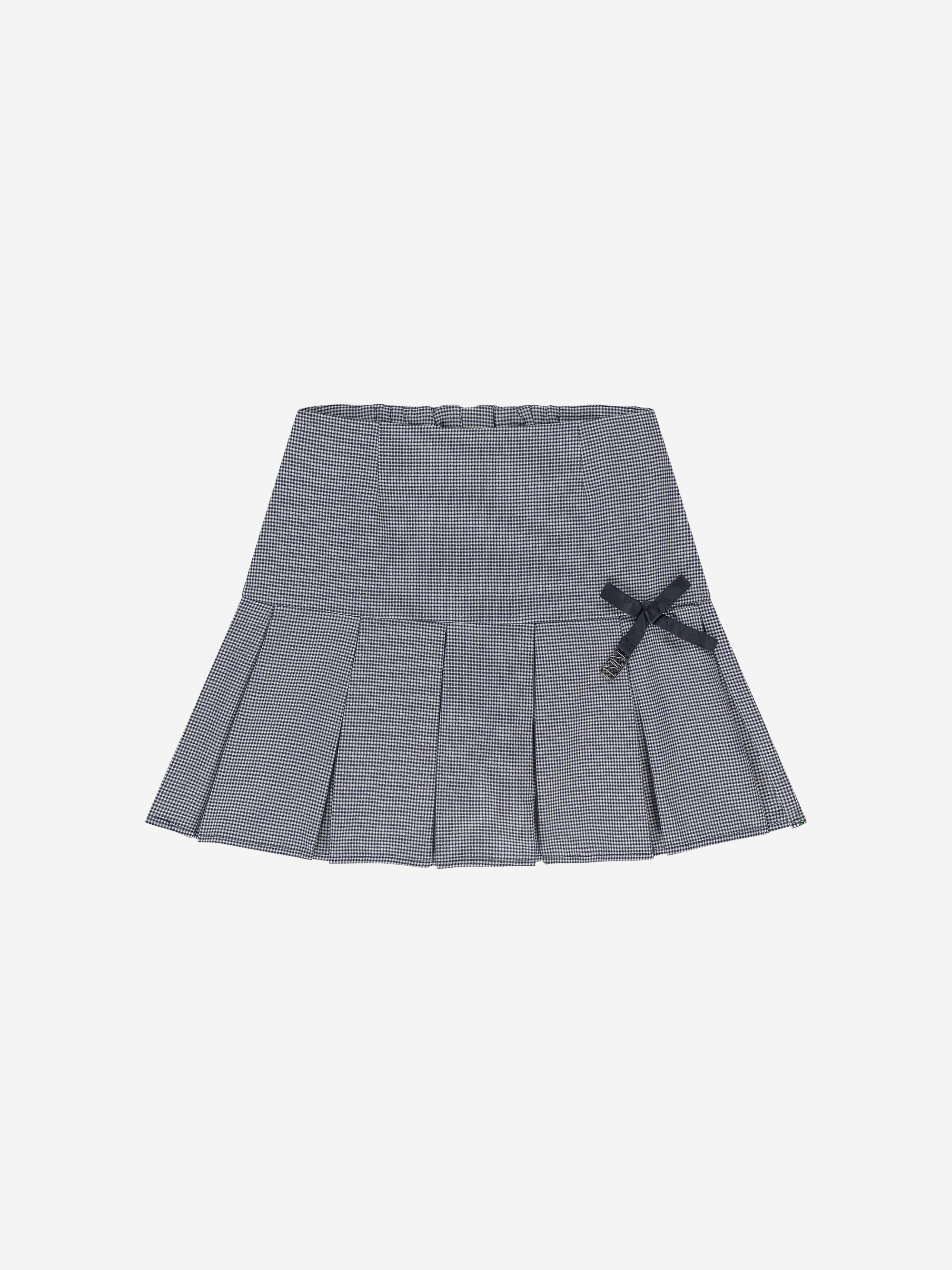 Geruite geplooide rok met strik detail
