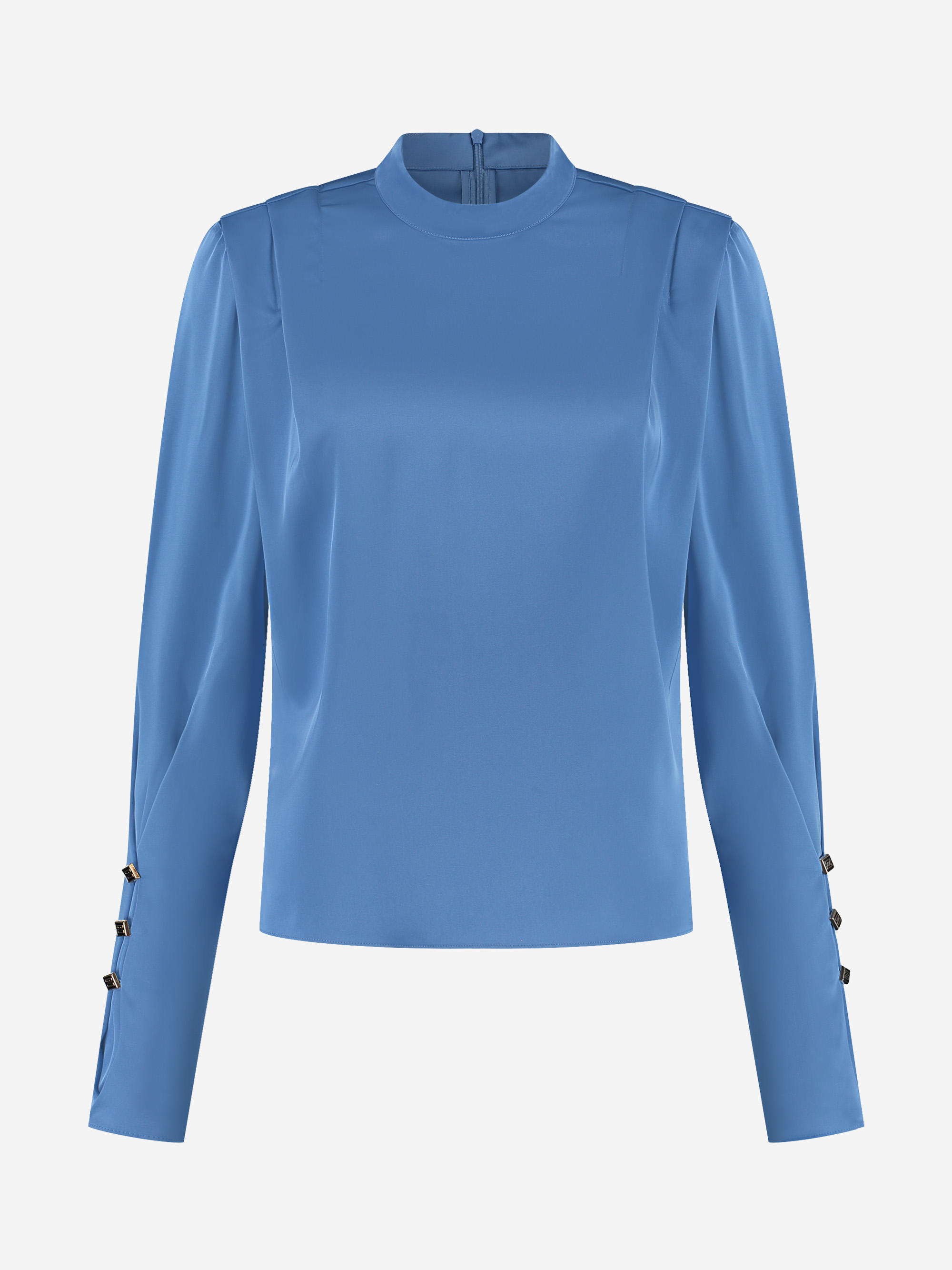 Satin look blouse with flared sleeves