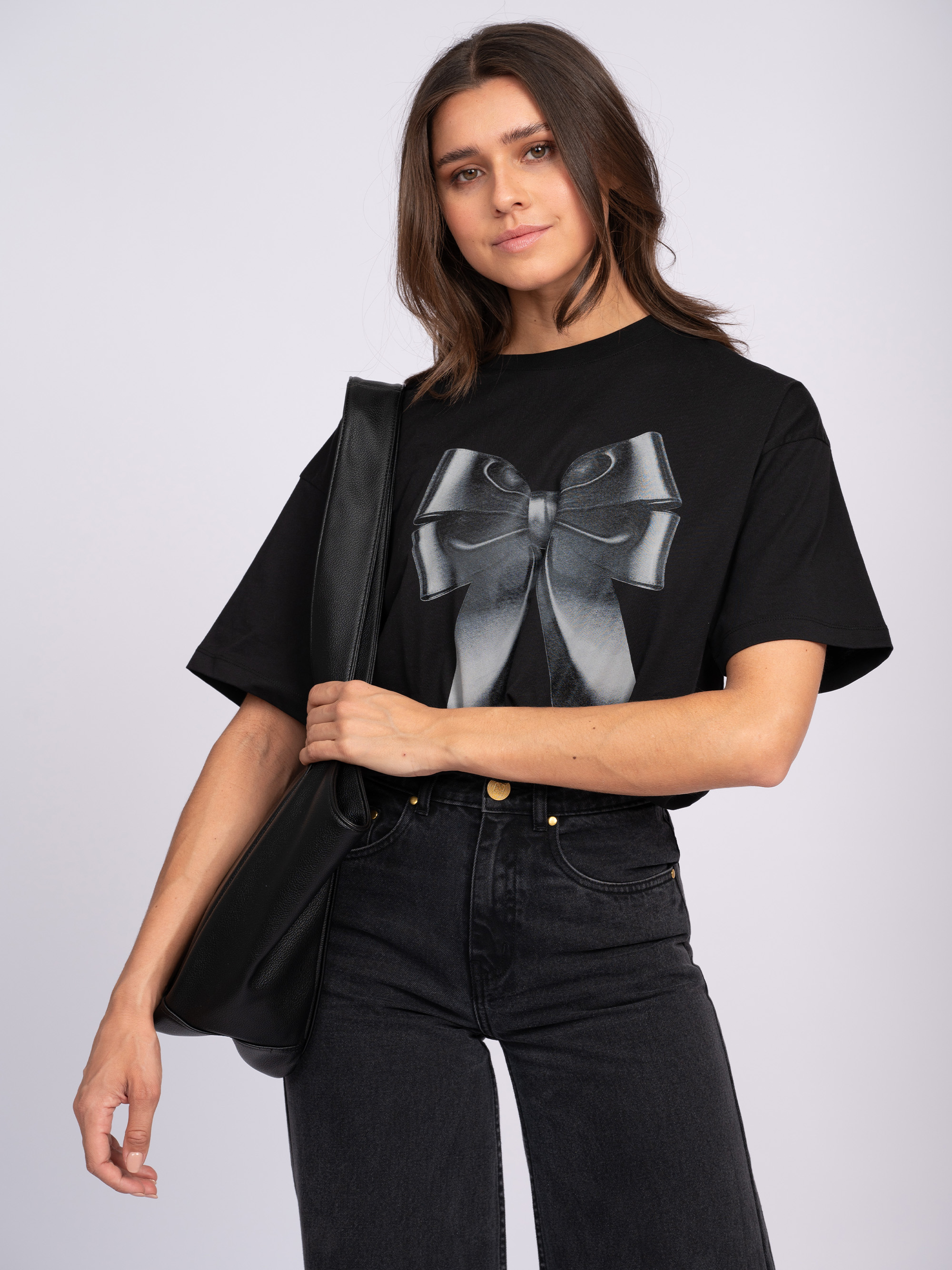 Losvallend T-shirt met strik print