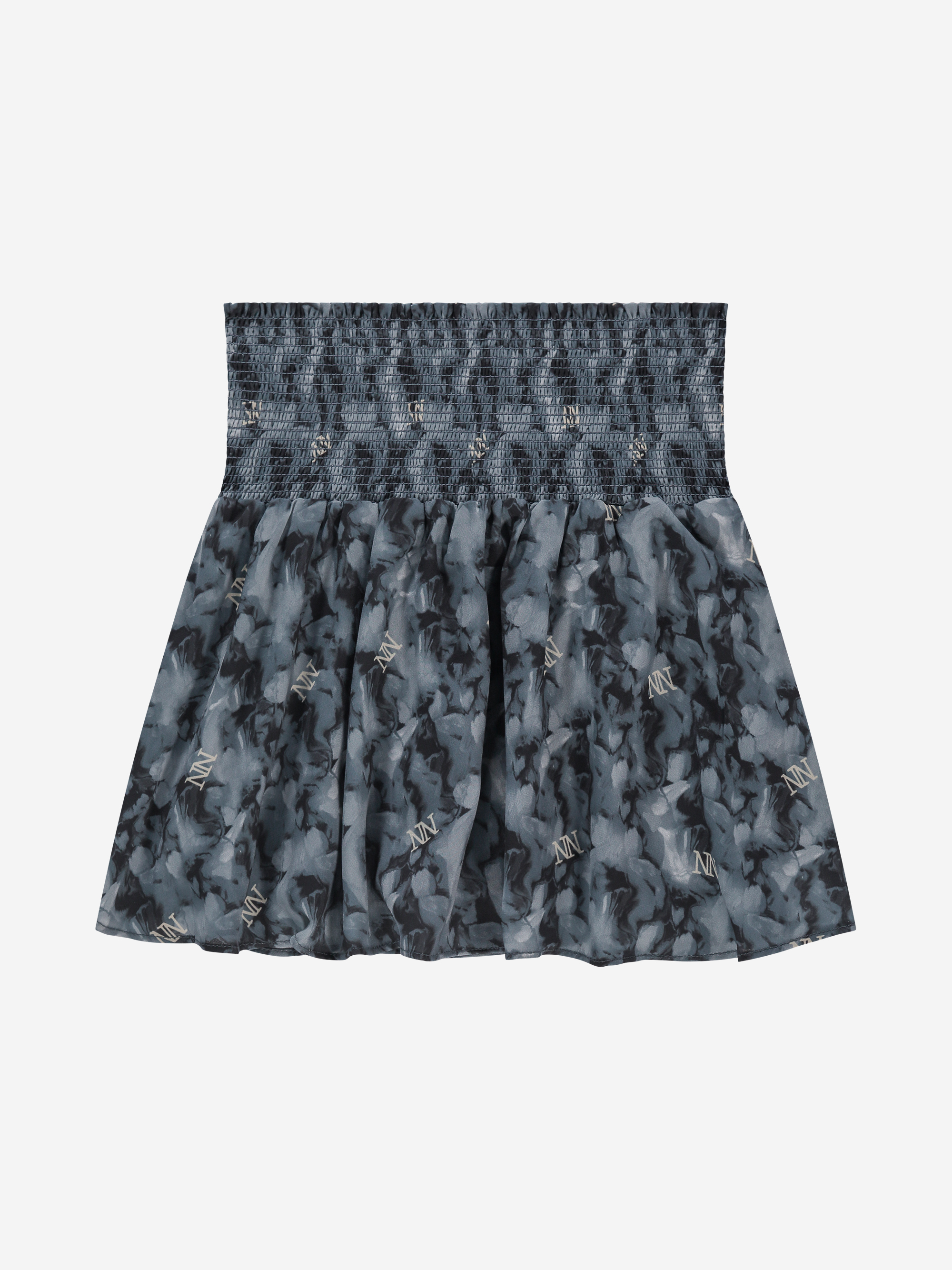 Short skirt with graphic pattern and elastic waistband