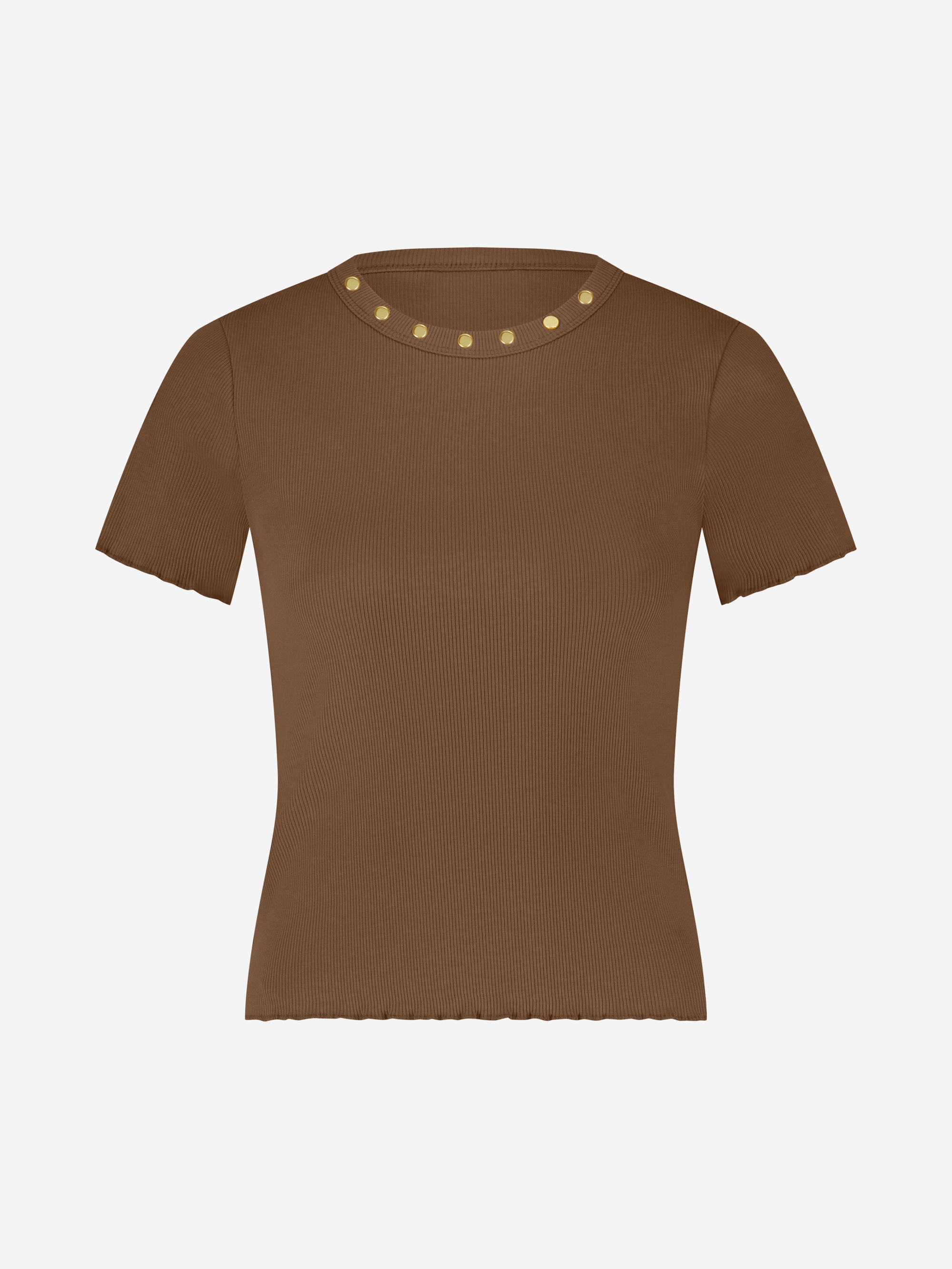 Ribbed top with frayed sleeves and studs