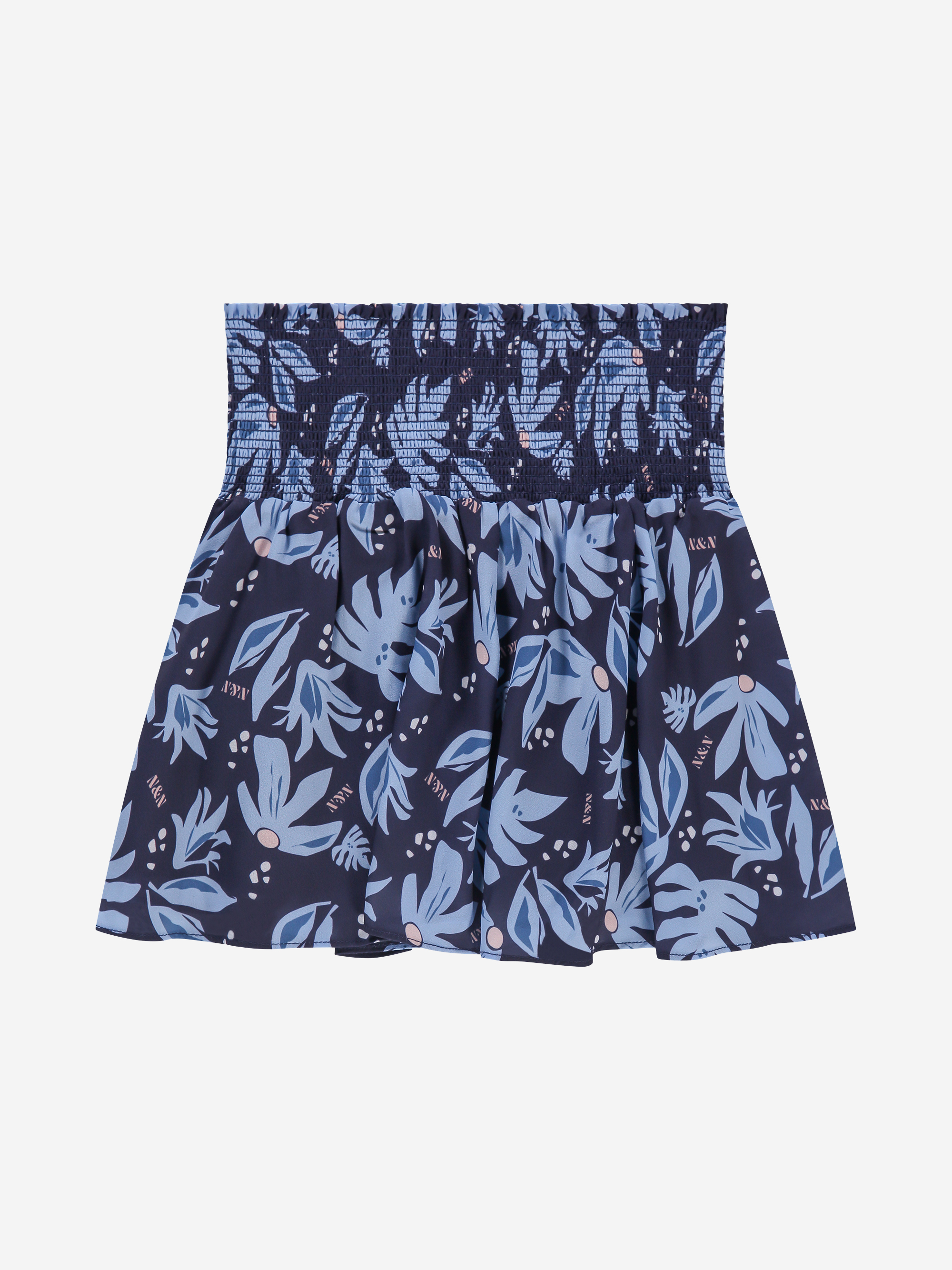 Short skirt with graphic pattern and elastic waistband