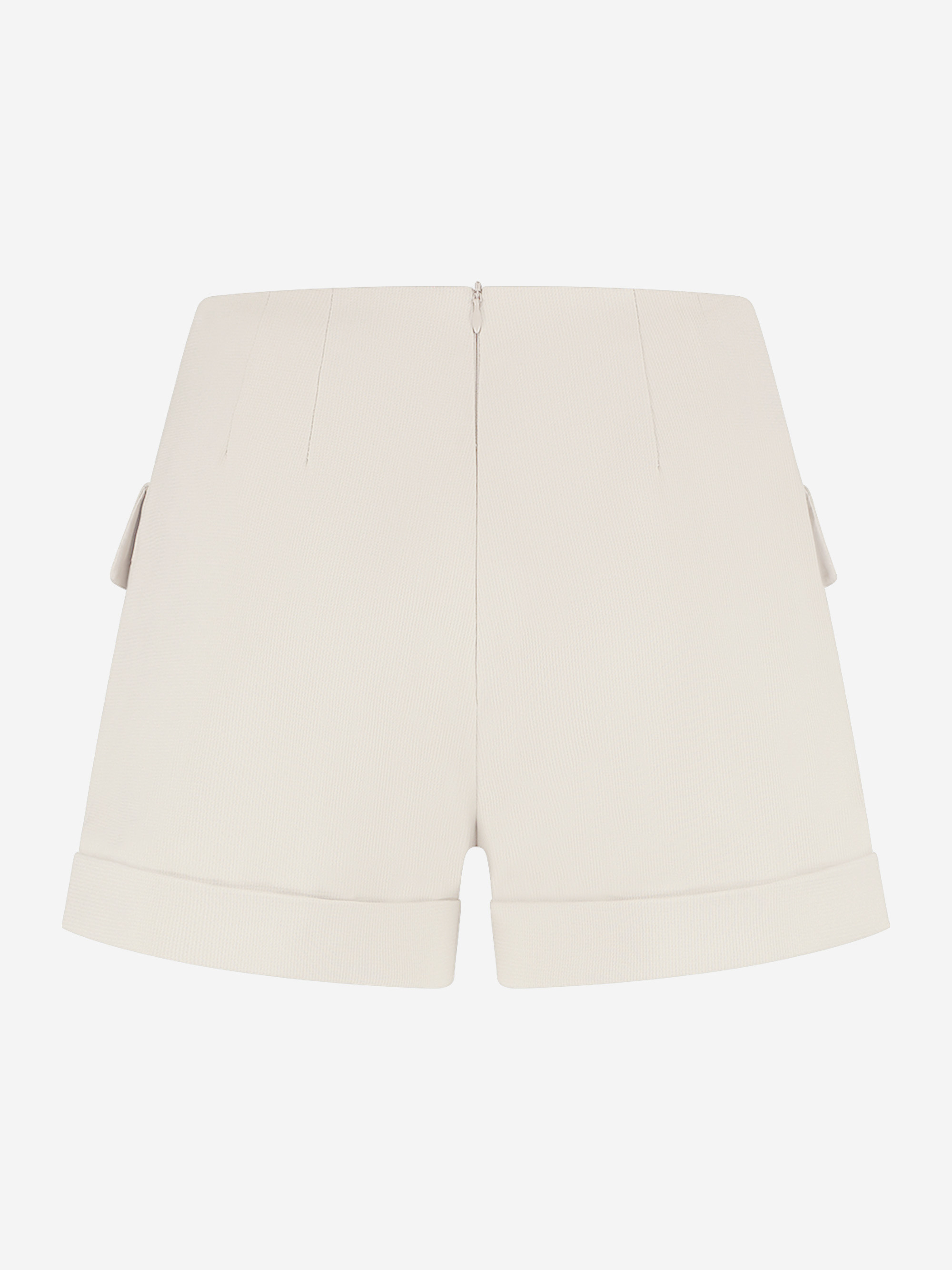 Shorts with folded legs and flap pockets