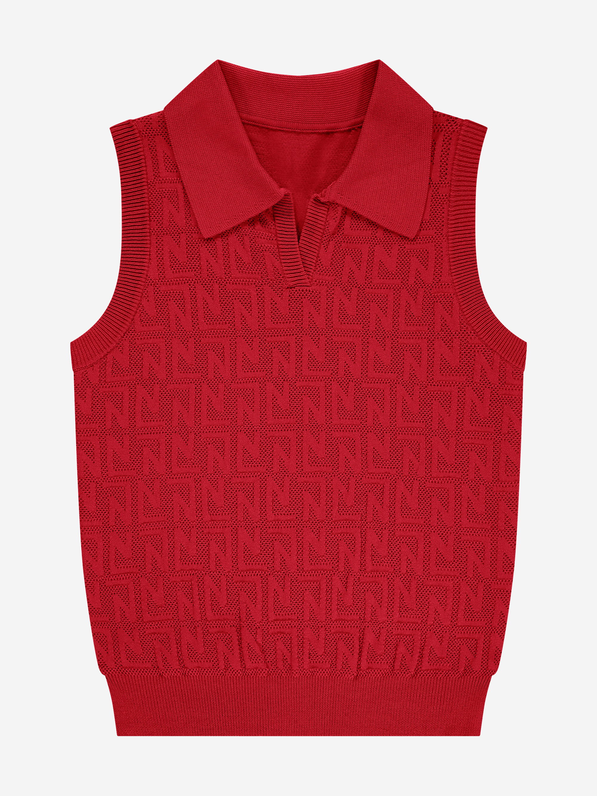 Short open knitted top with N&N logo pattern