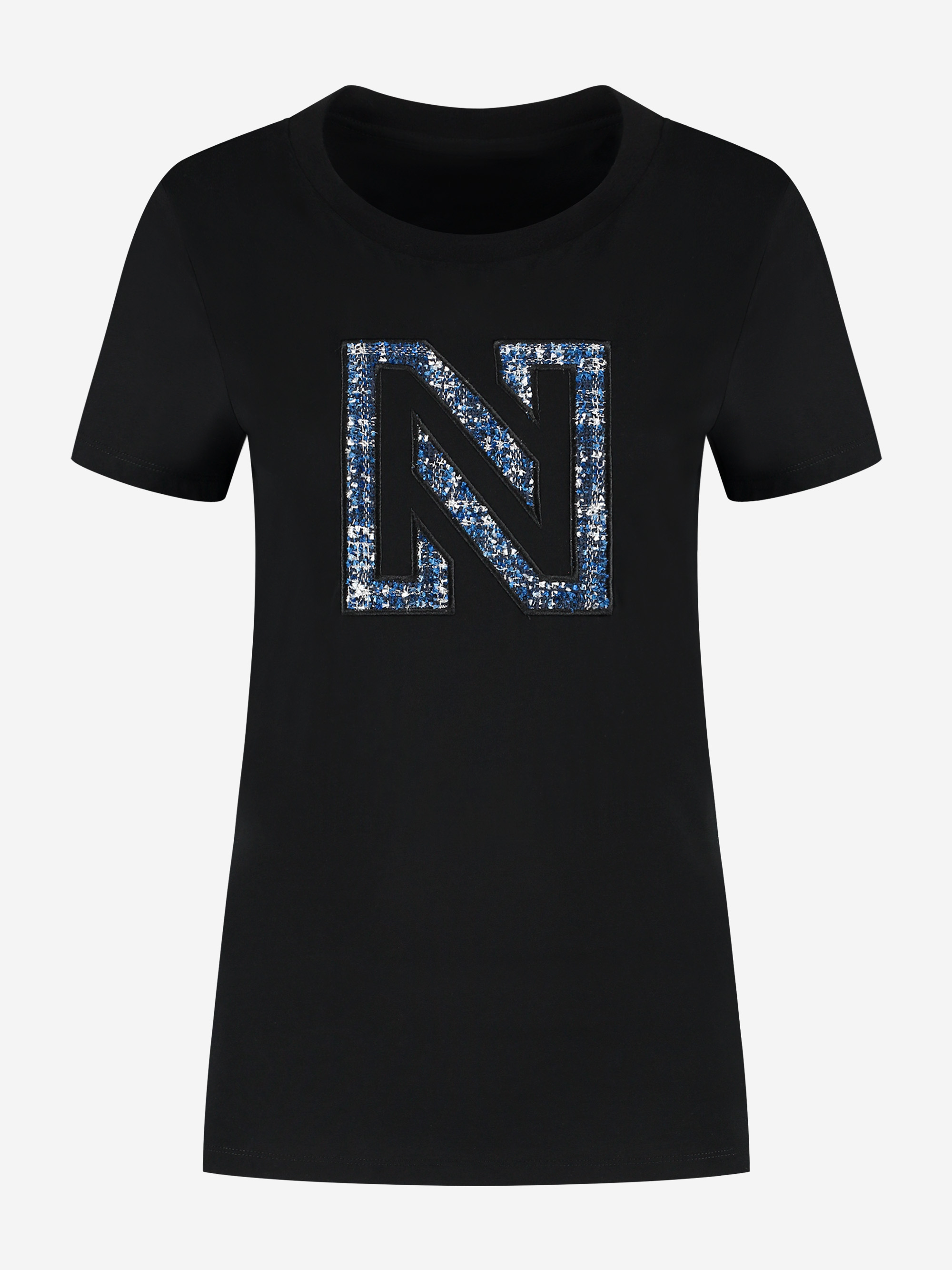 T-shirt met tweed N-logo