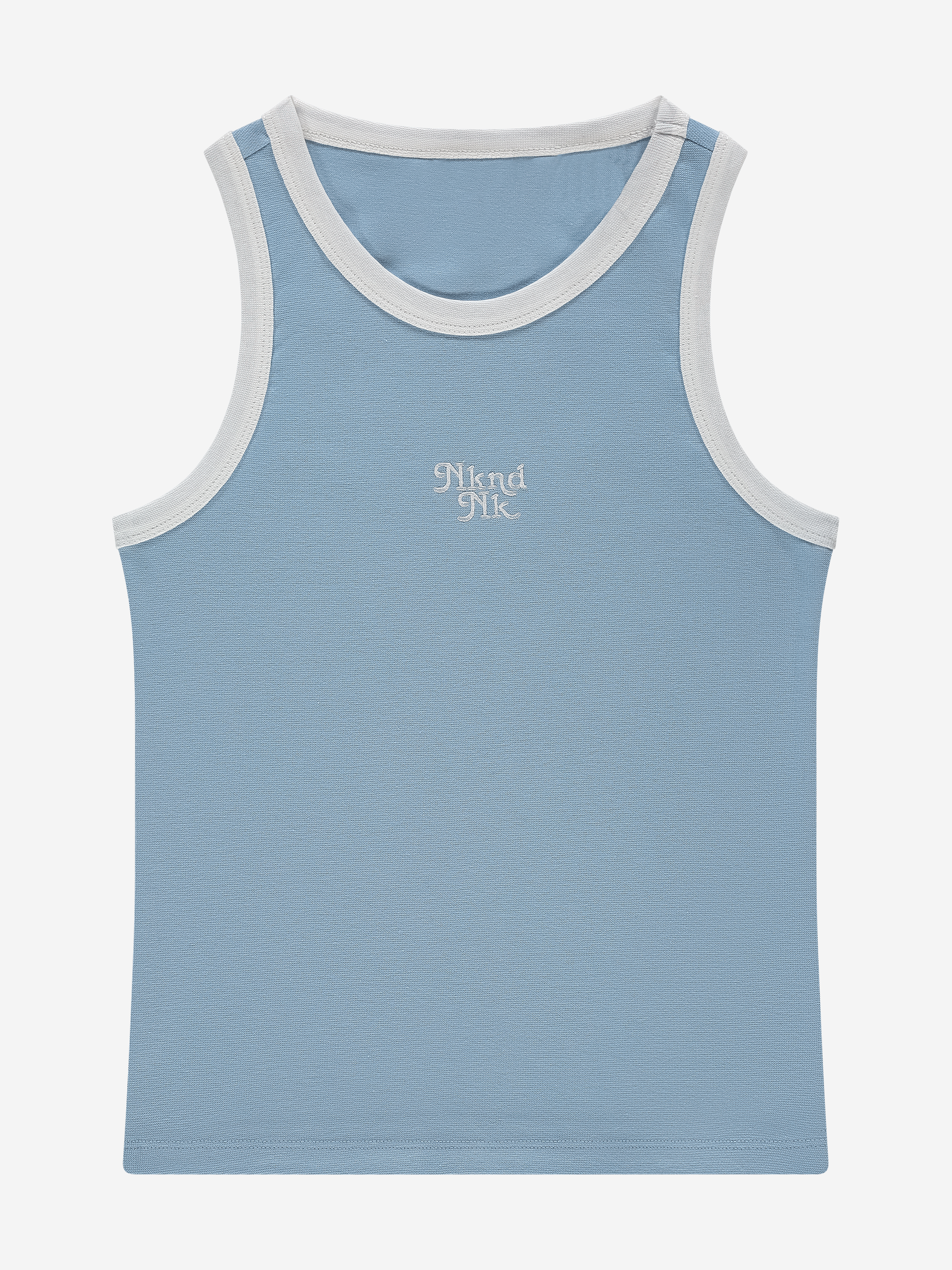 Fitted tank top with logo and piping 