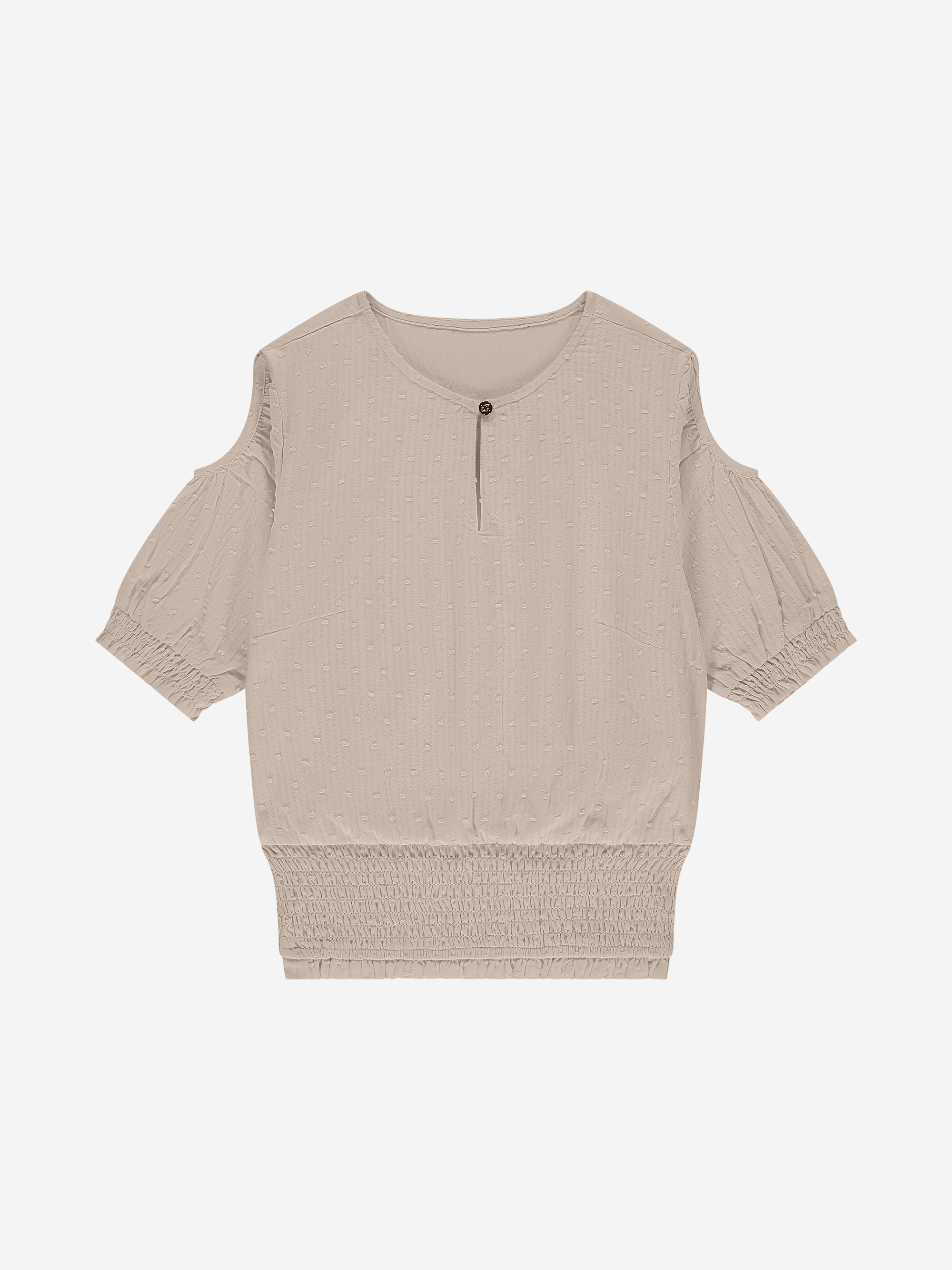 Blouse met smock en pufmouwen met cut-out