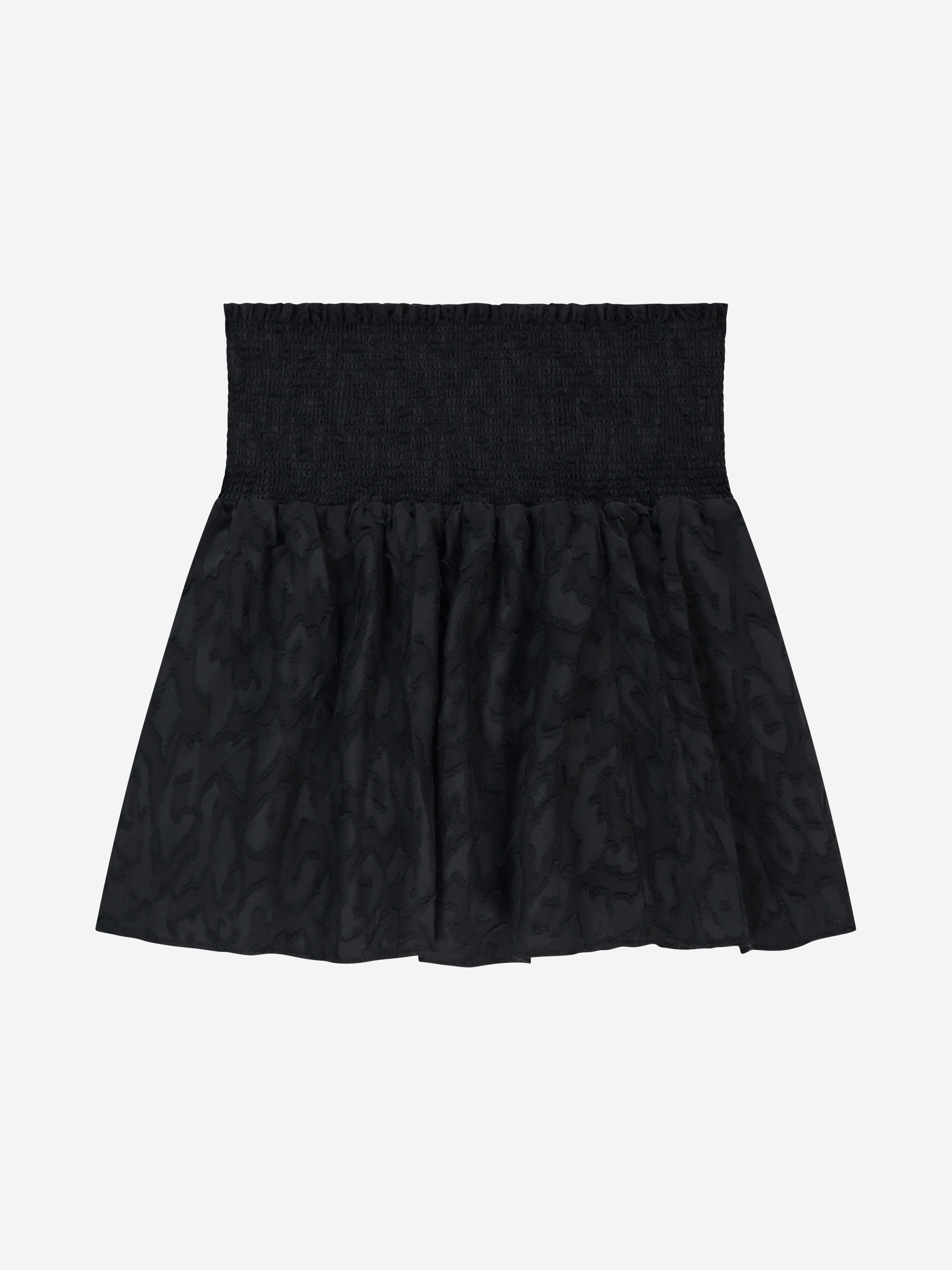 Short skirt with graphic pattern and elastic waistband