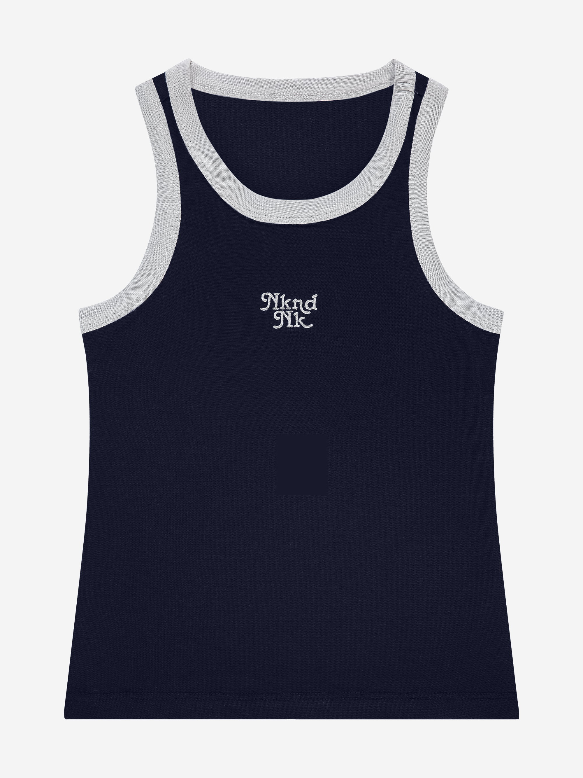 Fitted tank top with logo and piping 