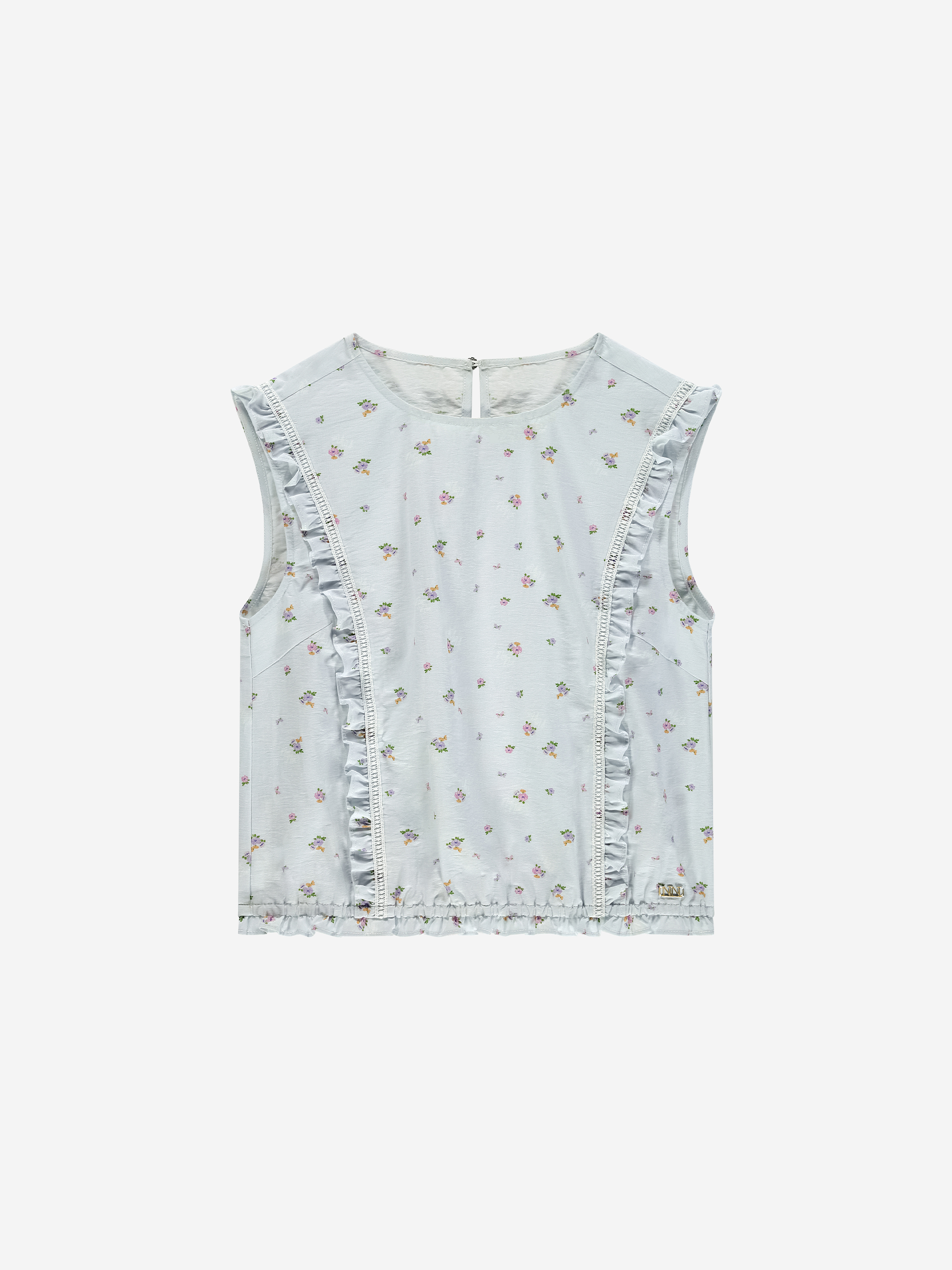 Korte top met bloementprint en ruches