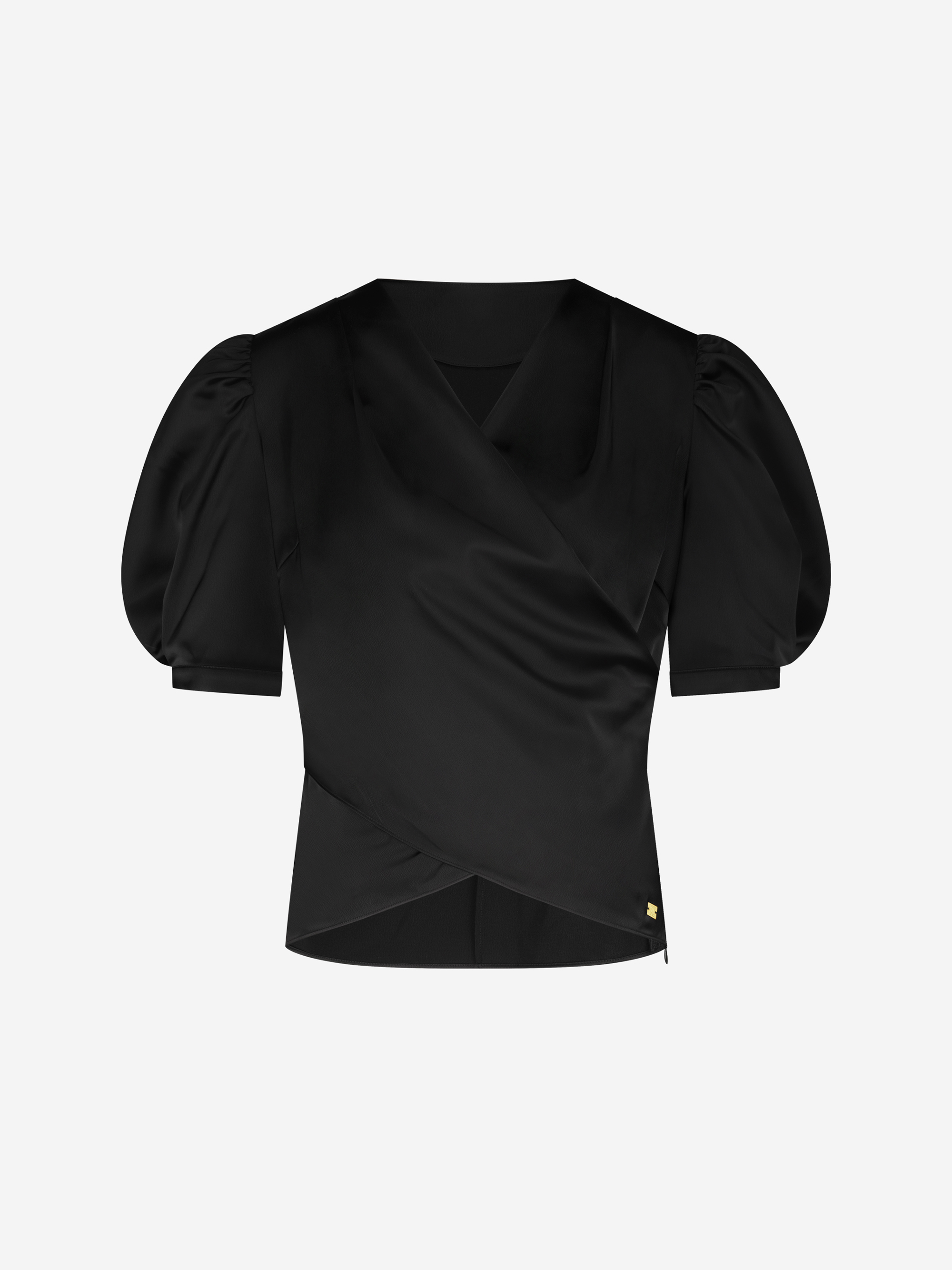 Satin blouse with waterfall neckline