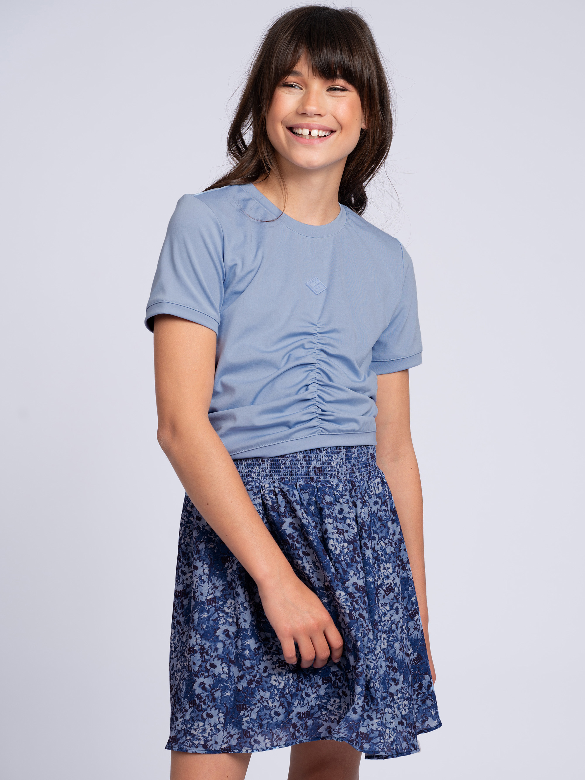 Korte rok met bloemenprint en elastische tailleband