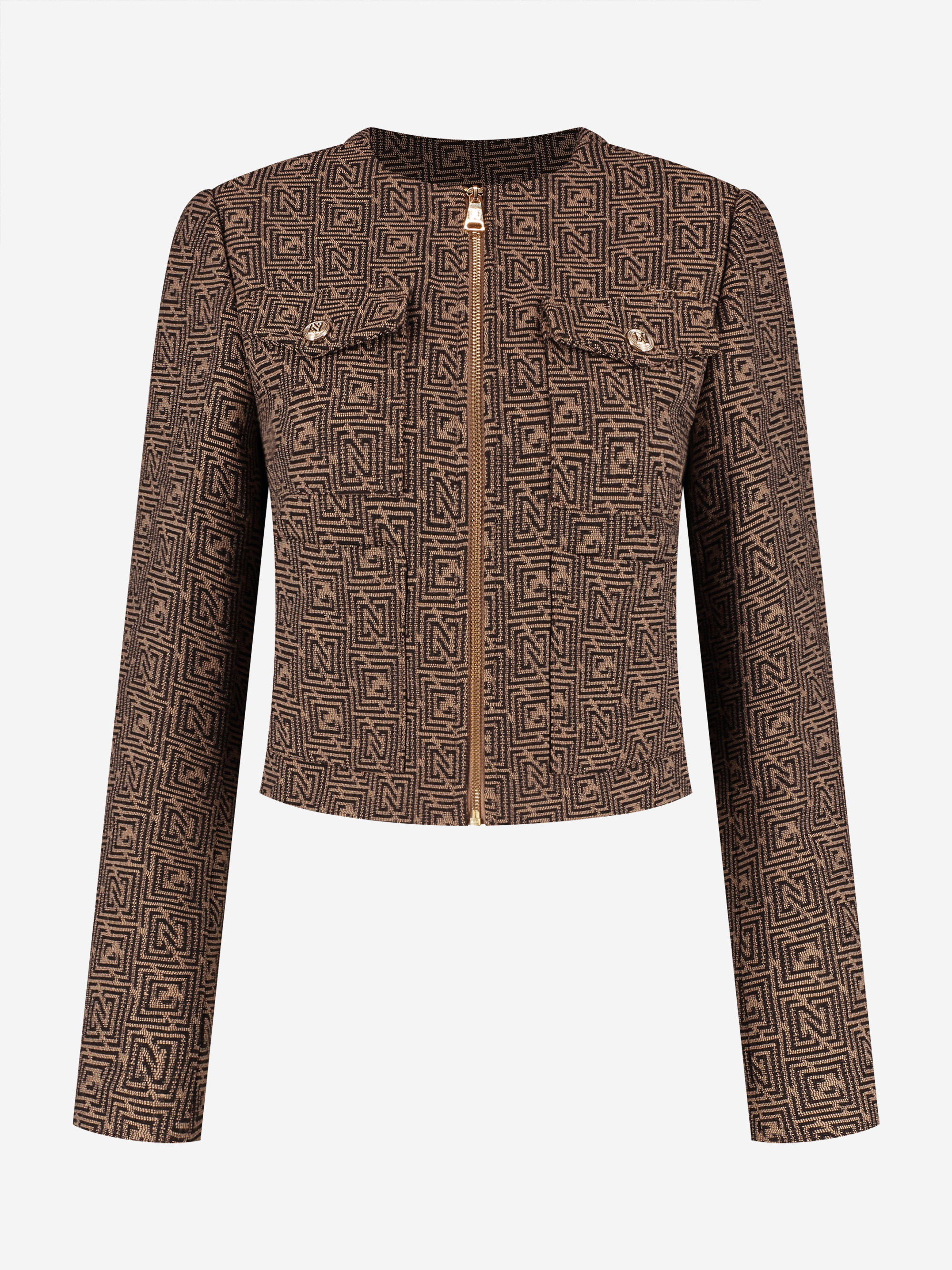 Cropped jacket with logo pattern