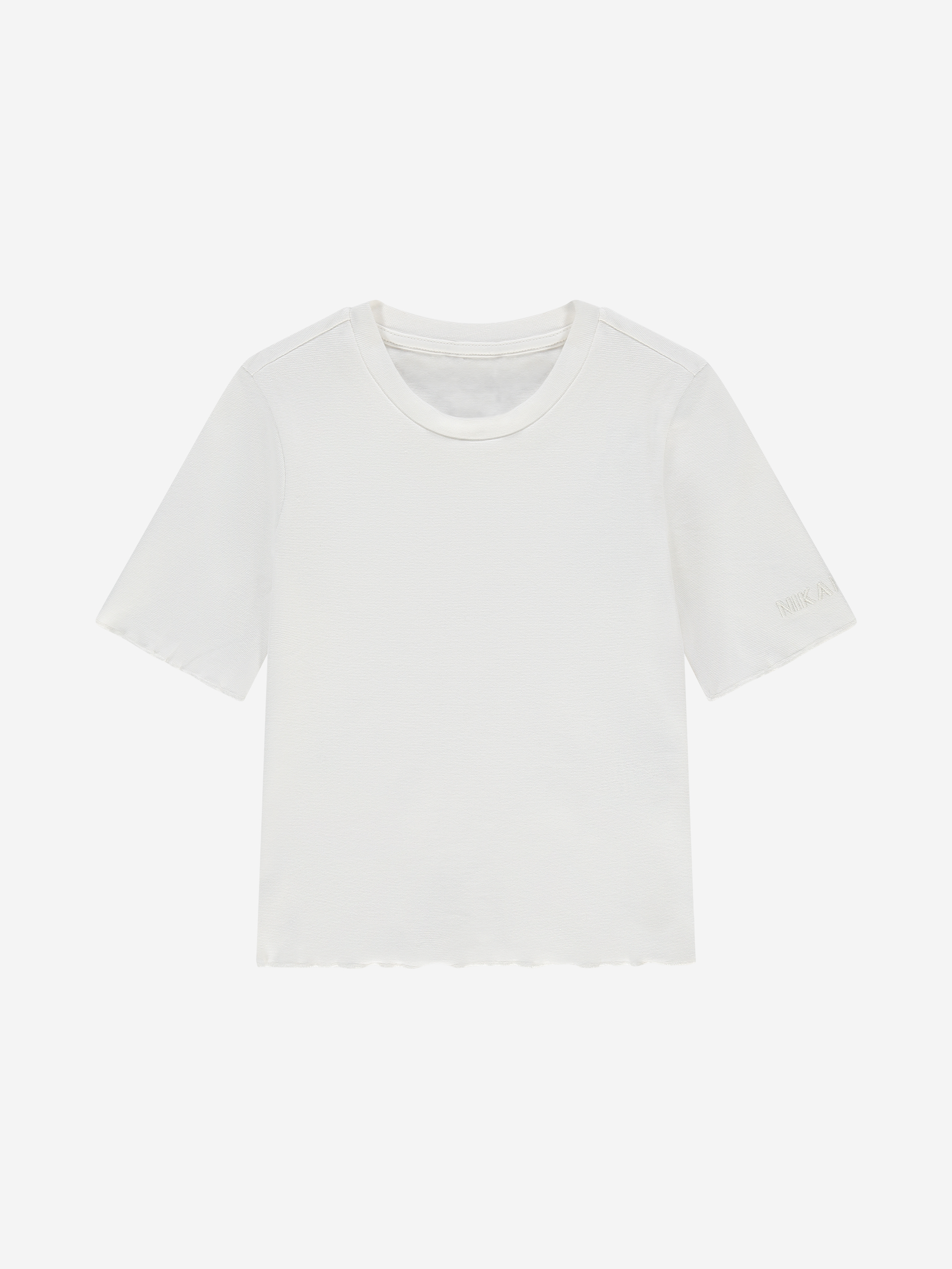 Fitted T-shirt with ruffles and logo