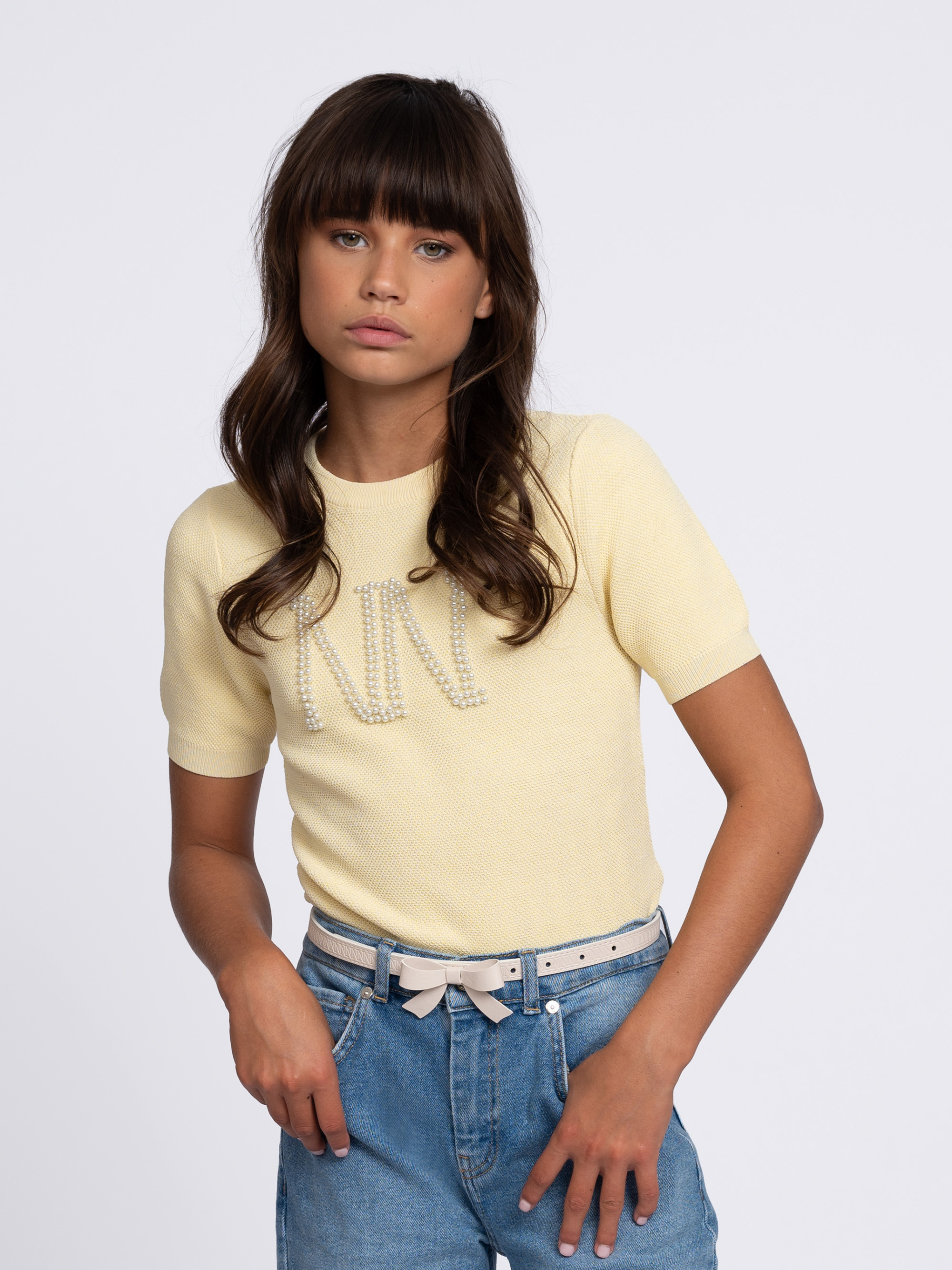 Gebreide top met NN parel logo