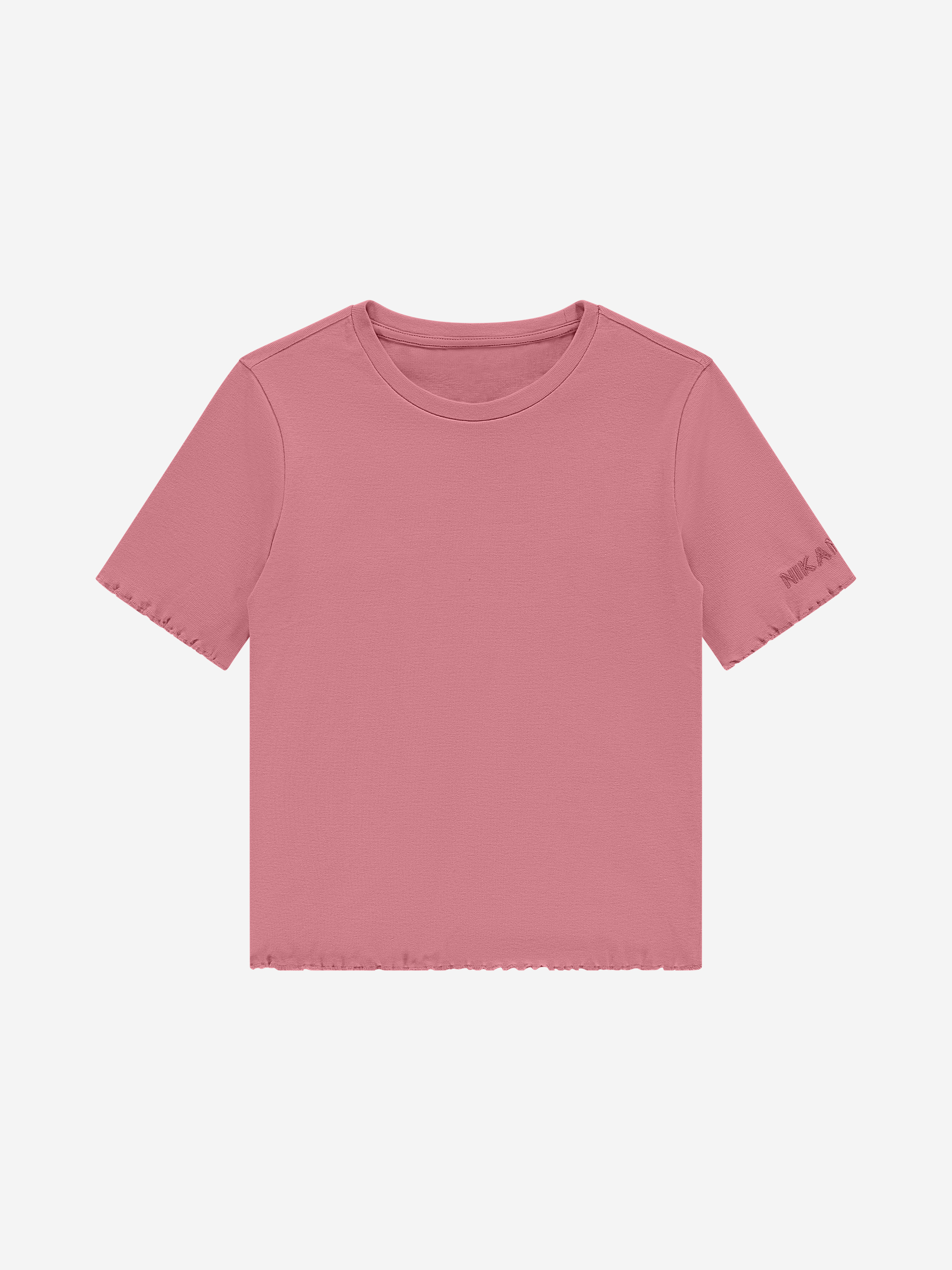 Fitted T-shirt with ruffles and logo