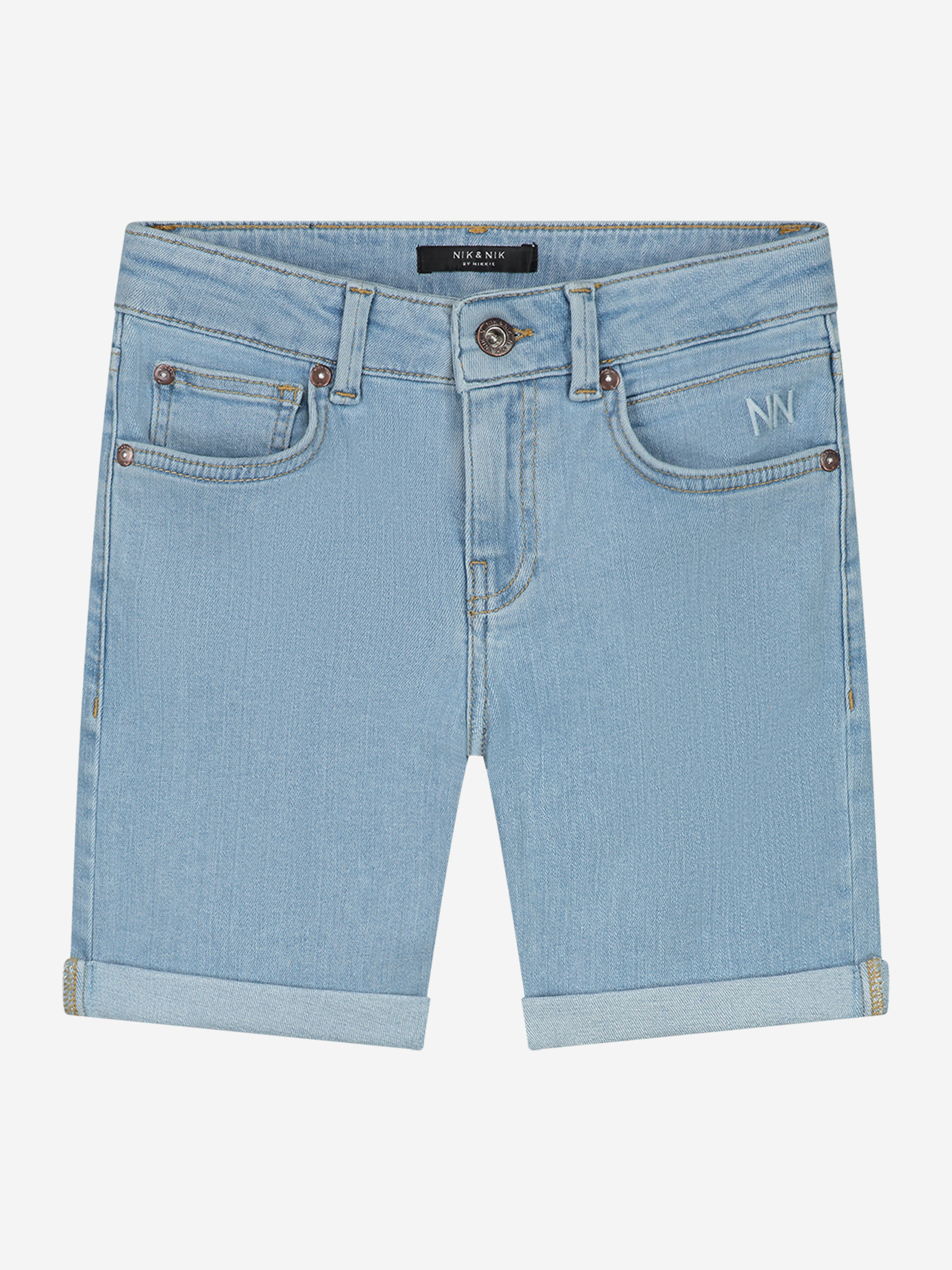 Denim short met omgeslagen randen