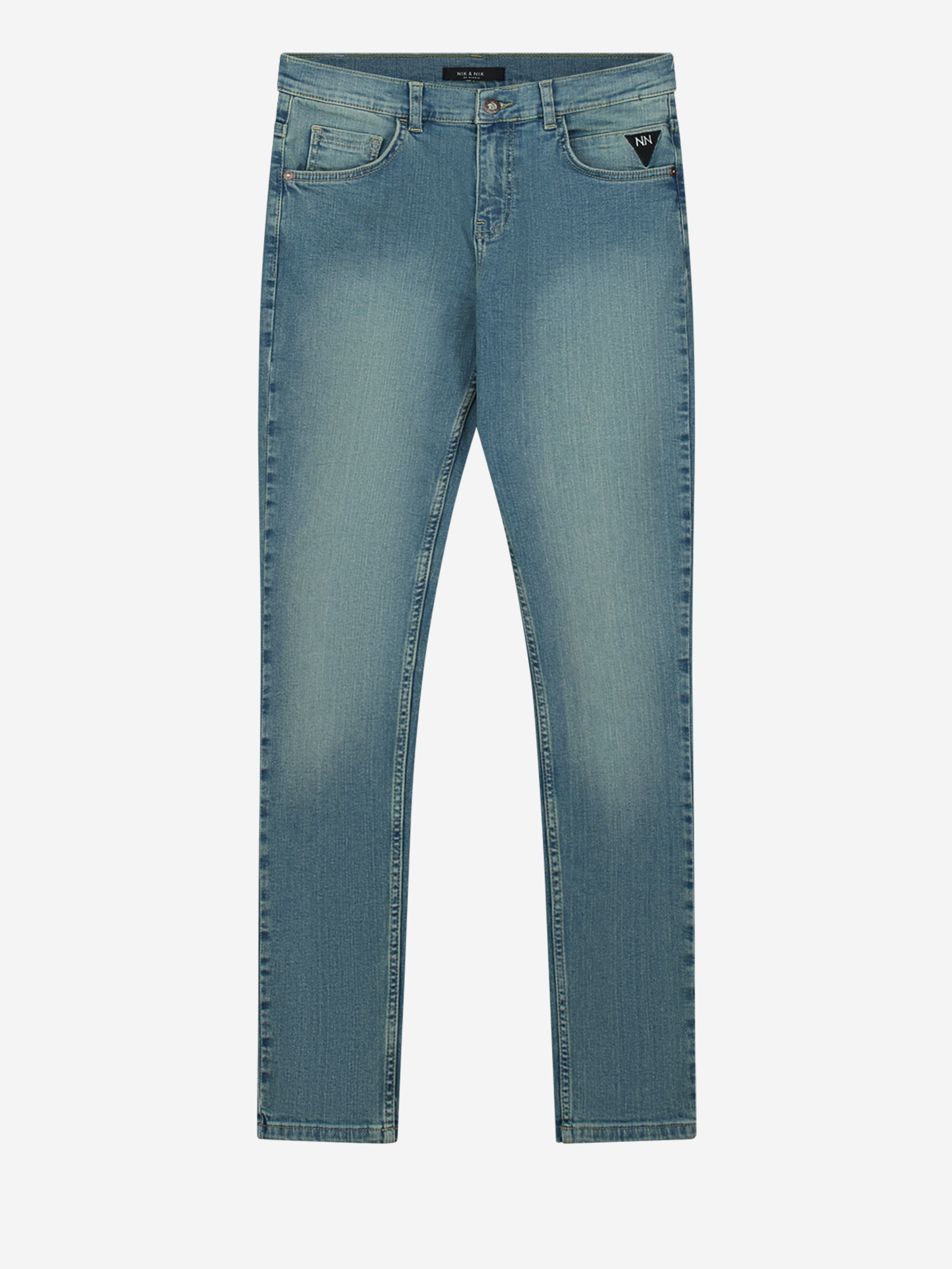 Straight denim jeans with mid rise 