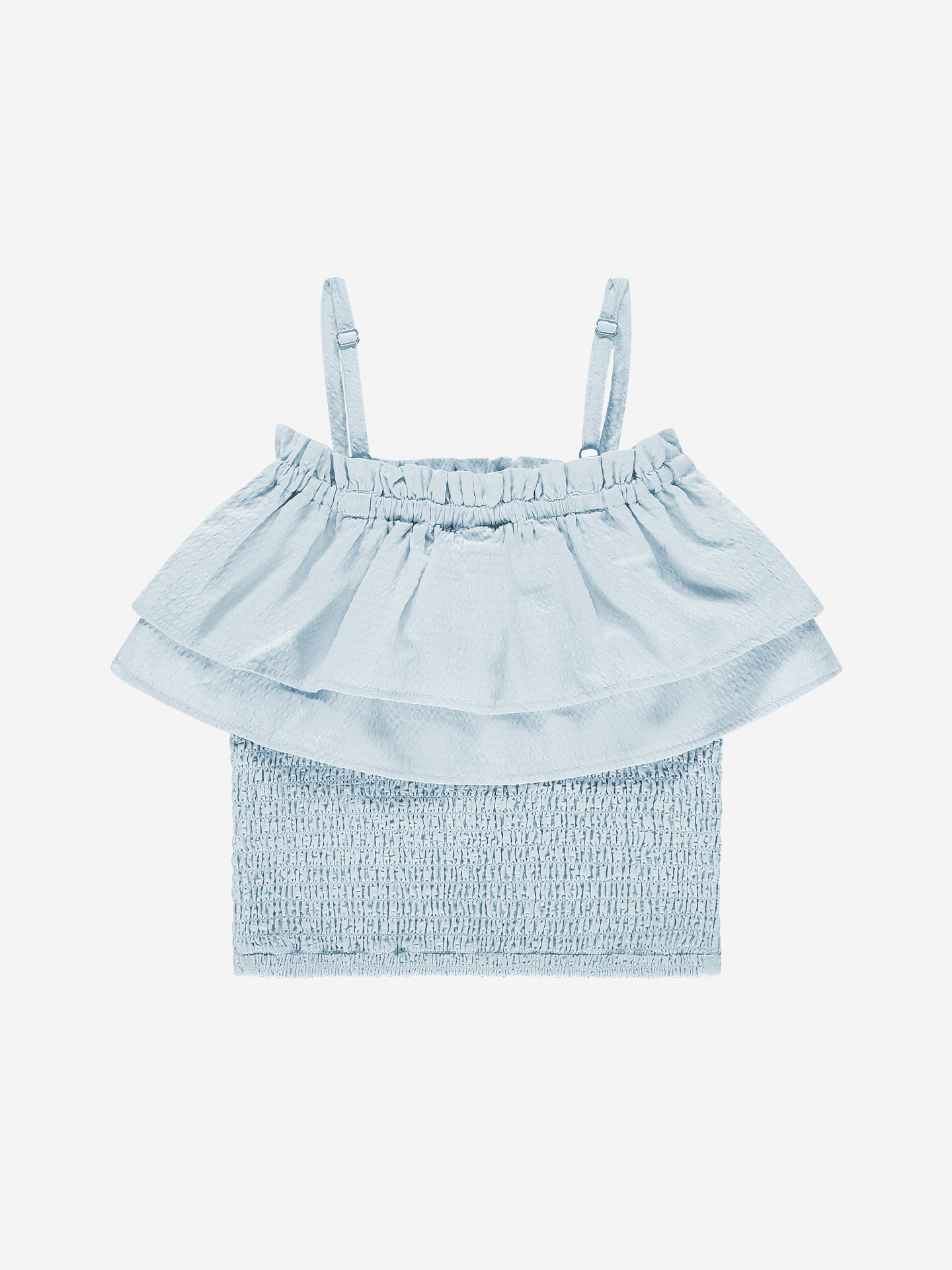 Smocked top with flounces