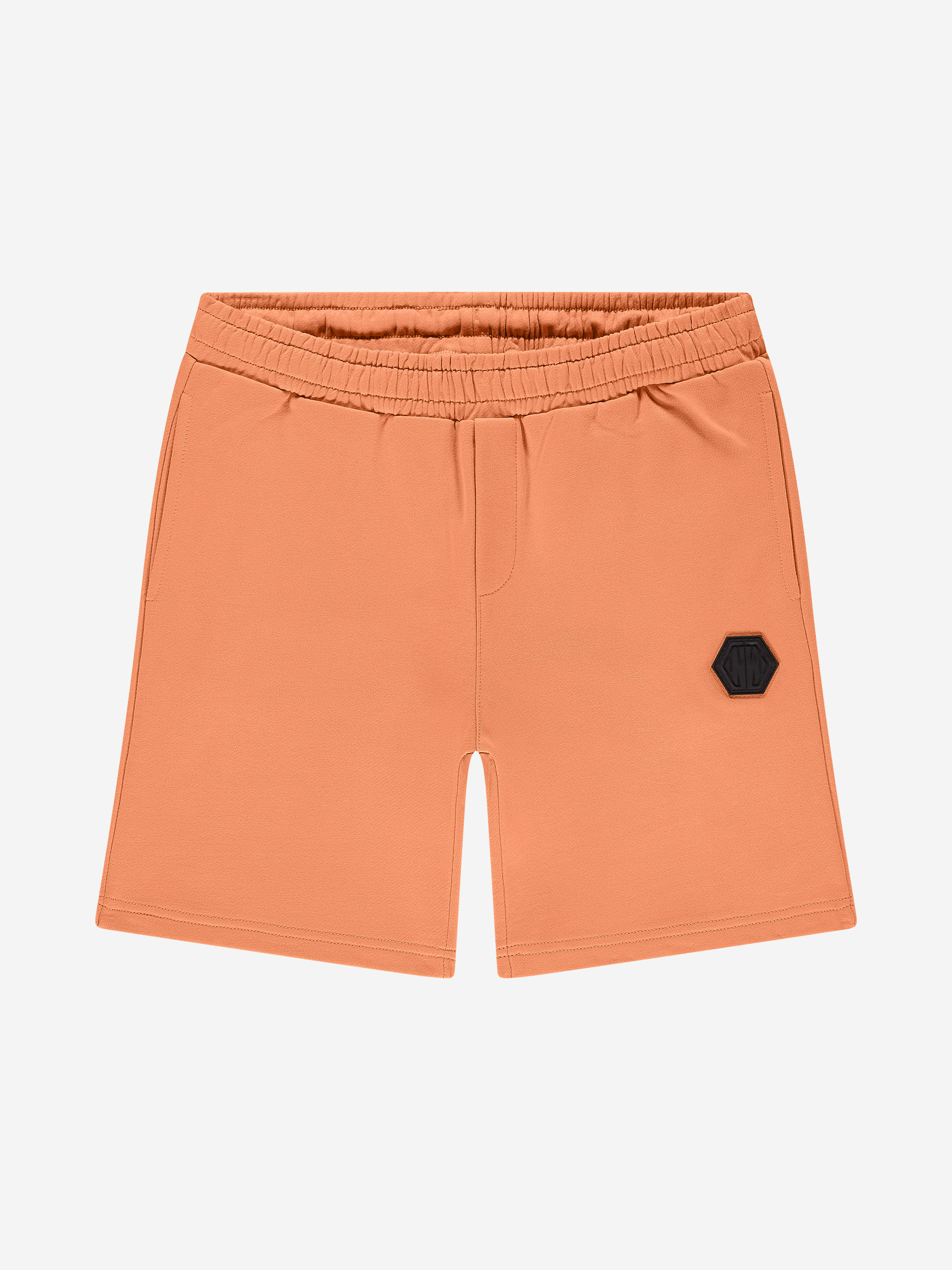 Sweat shorts with elastic waistband and logo patch