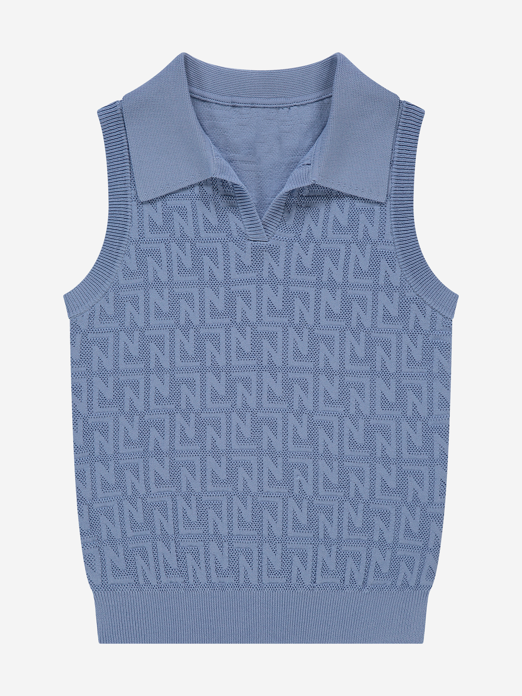 Short open knitted top with N&N logo pattern