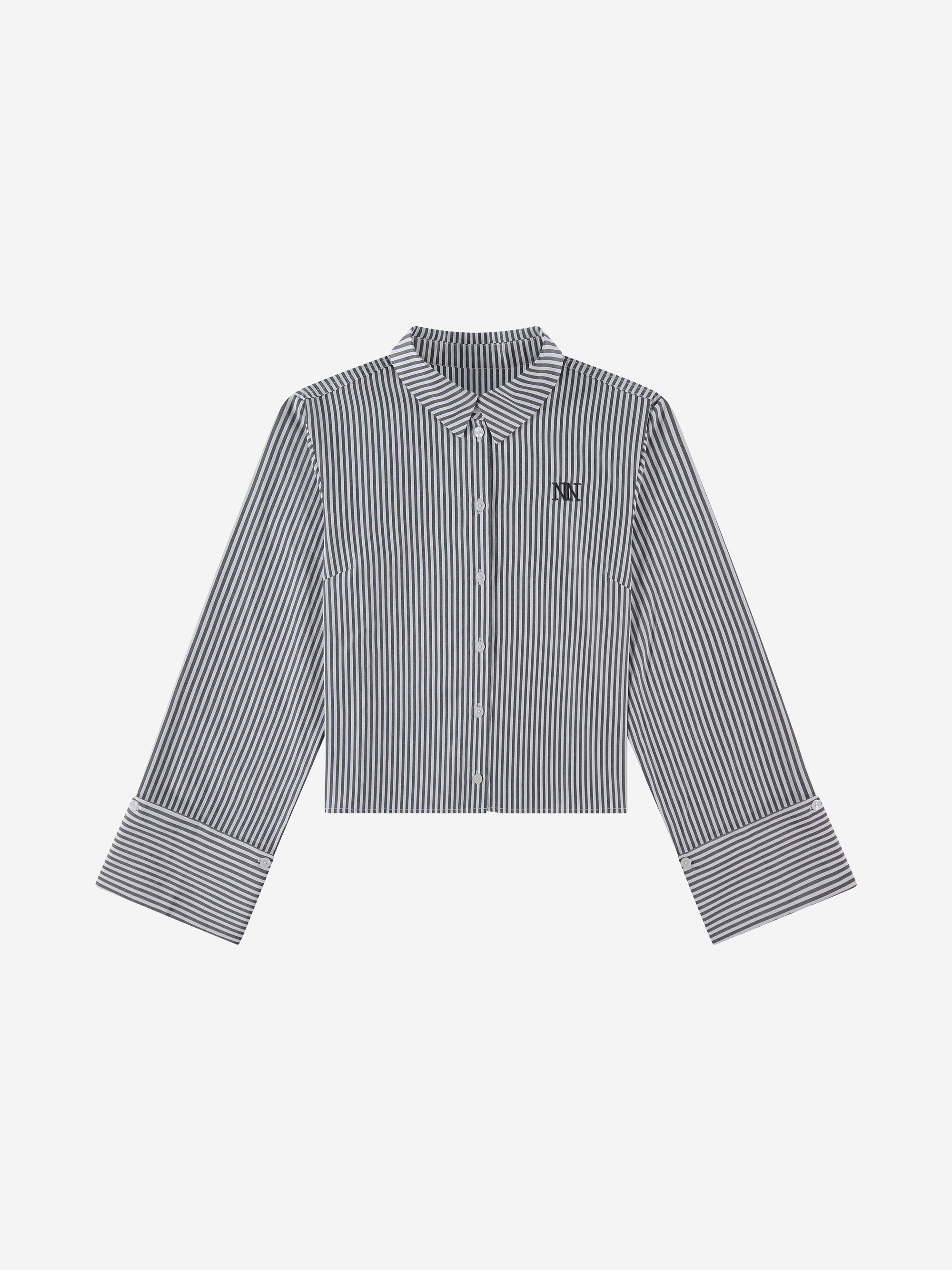 Gestreepte korte blouse met omslagmouwen