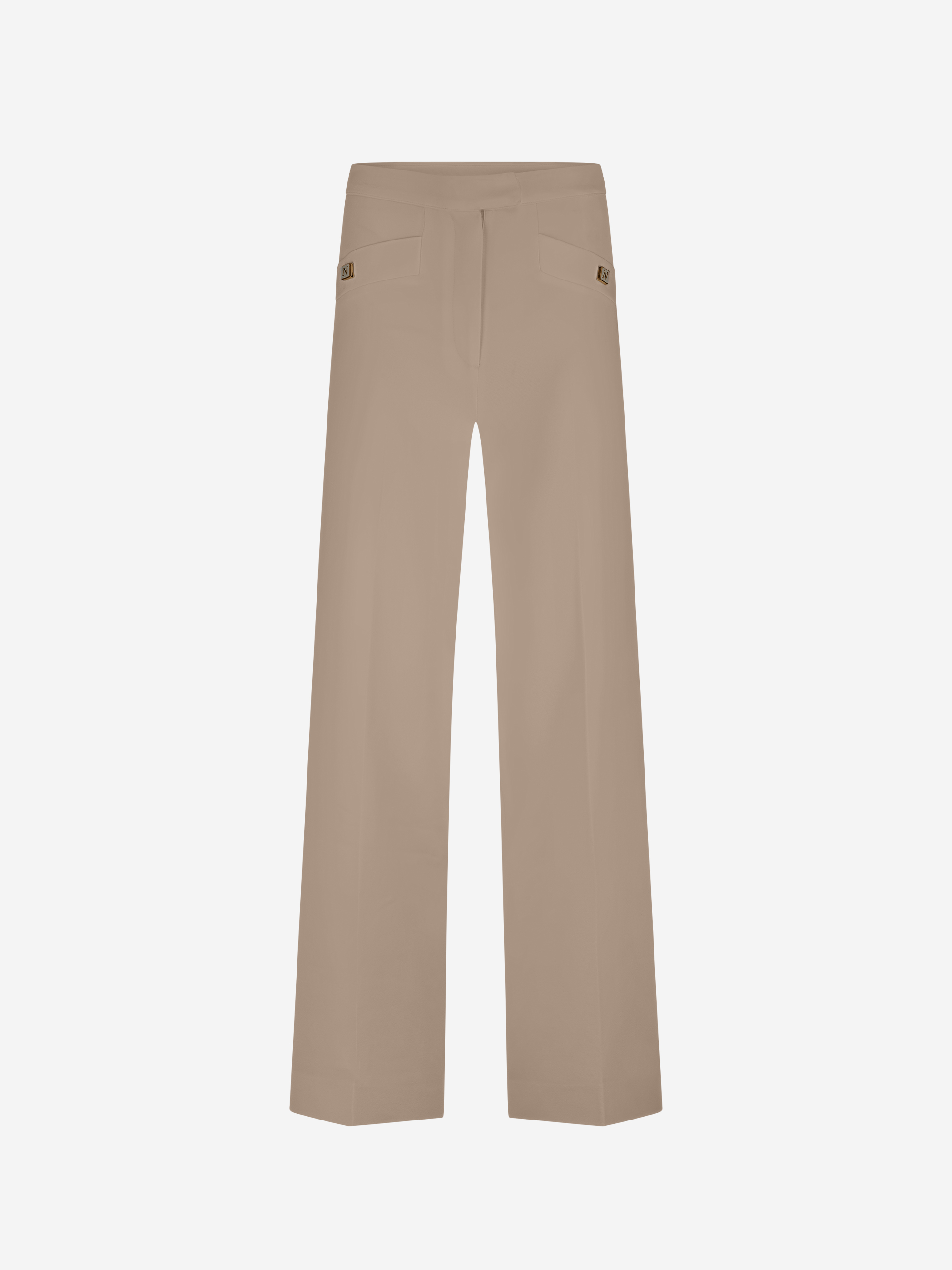 Melange trousers with wide legs