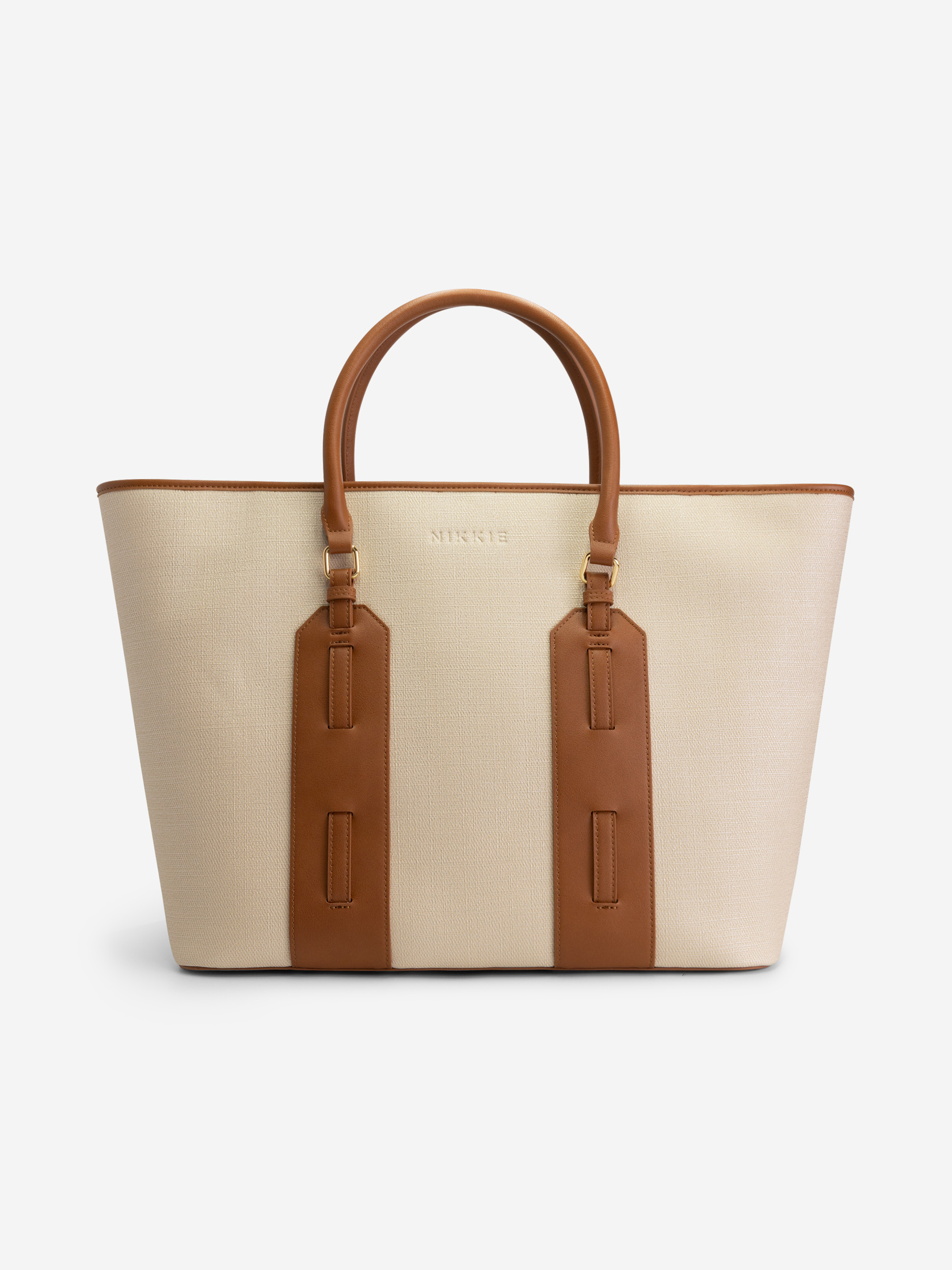 Grote shopper van canvas en imitatieleer met N-logo