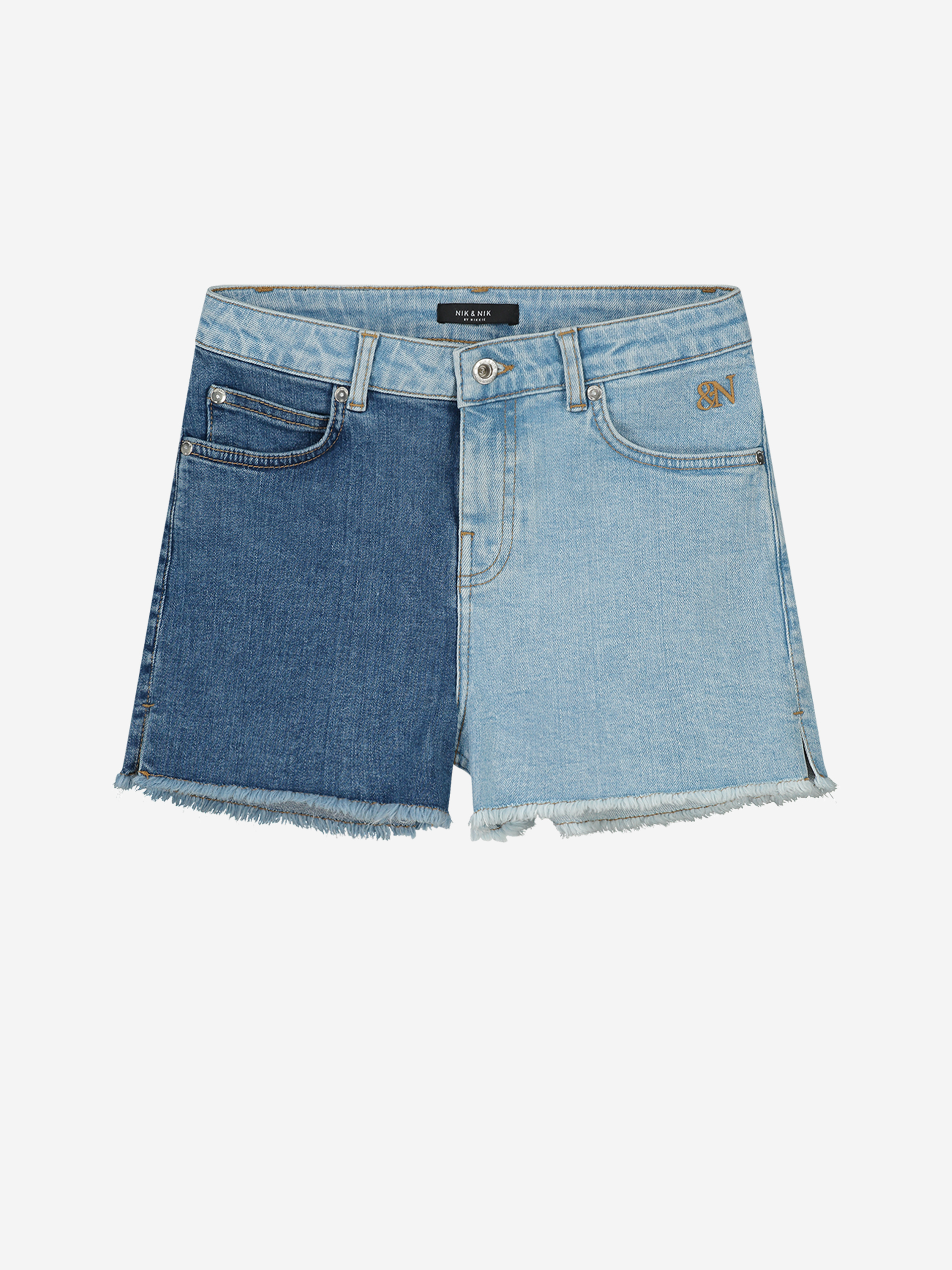 Fitted denim shorts with mid rise 