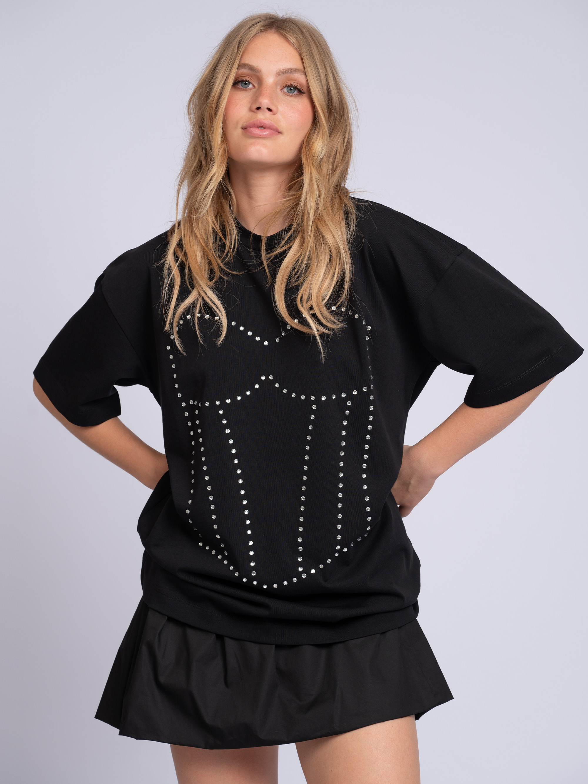 Oversized T-shirt met strass steentjes