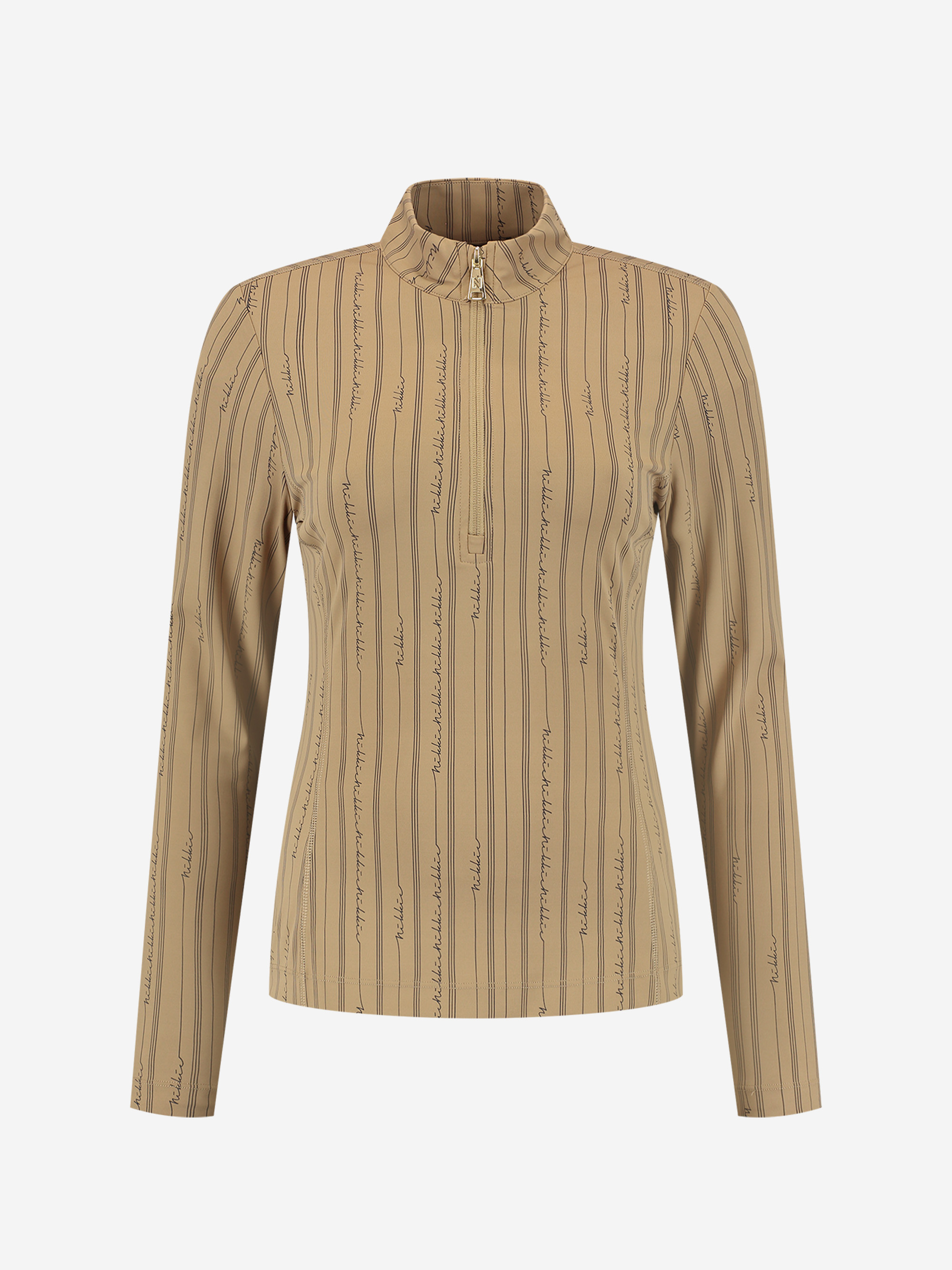 Logo shirt with high neck and zipper