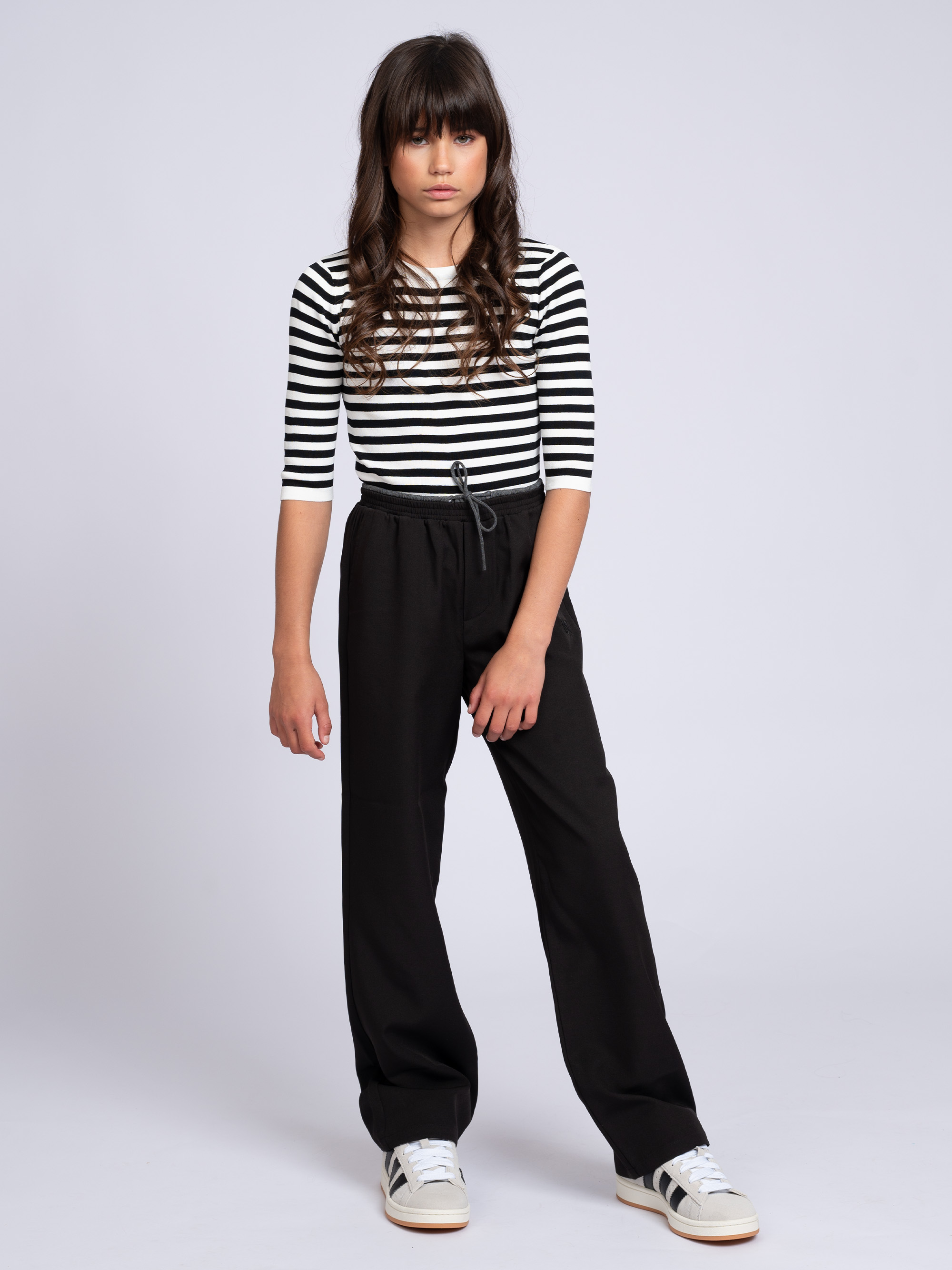 Broek met dubbele tailleband en trekkoord