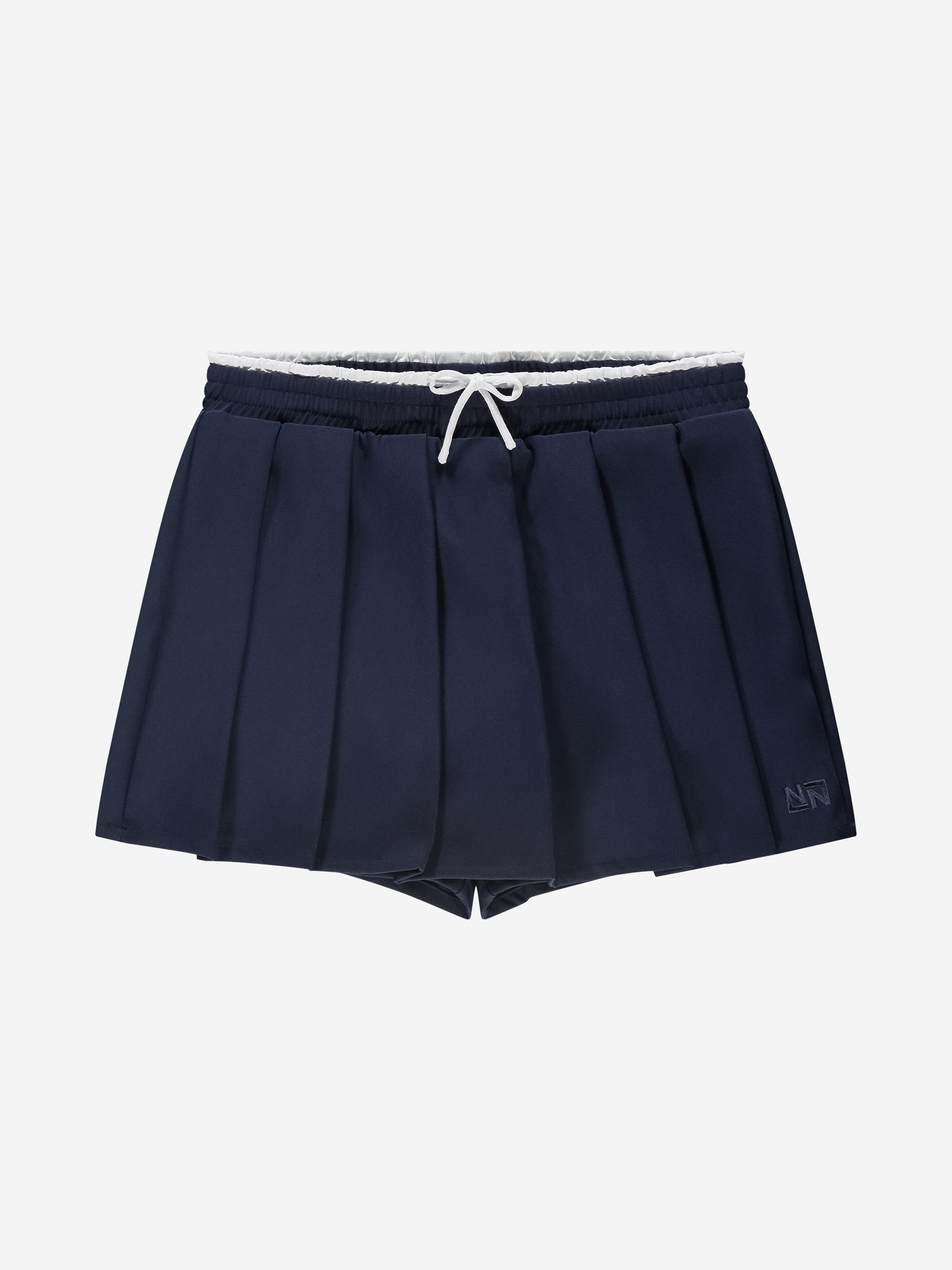 Korte skort met plooien en dubbele tailleband