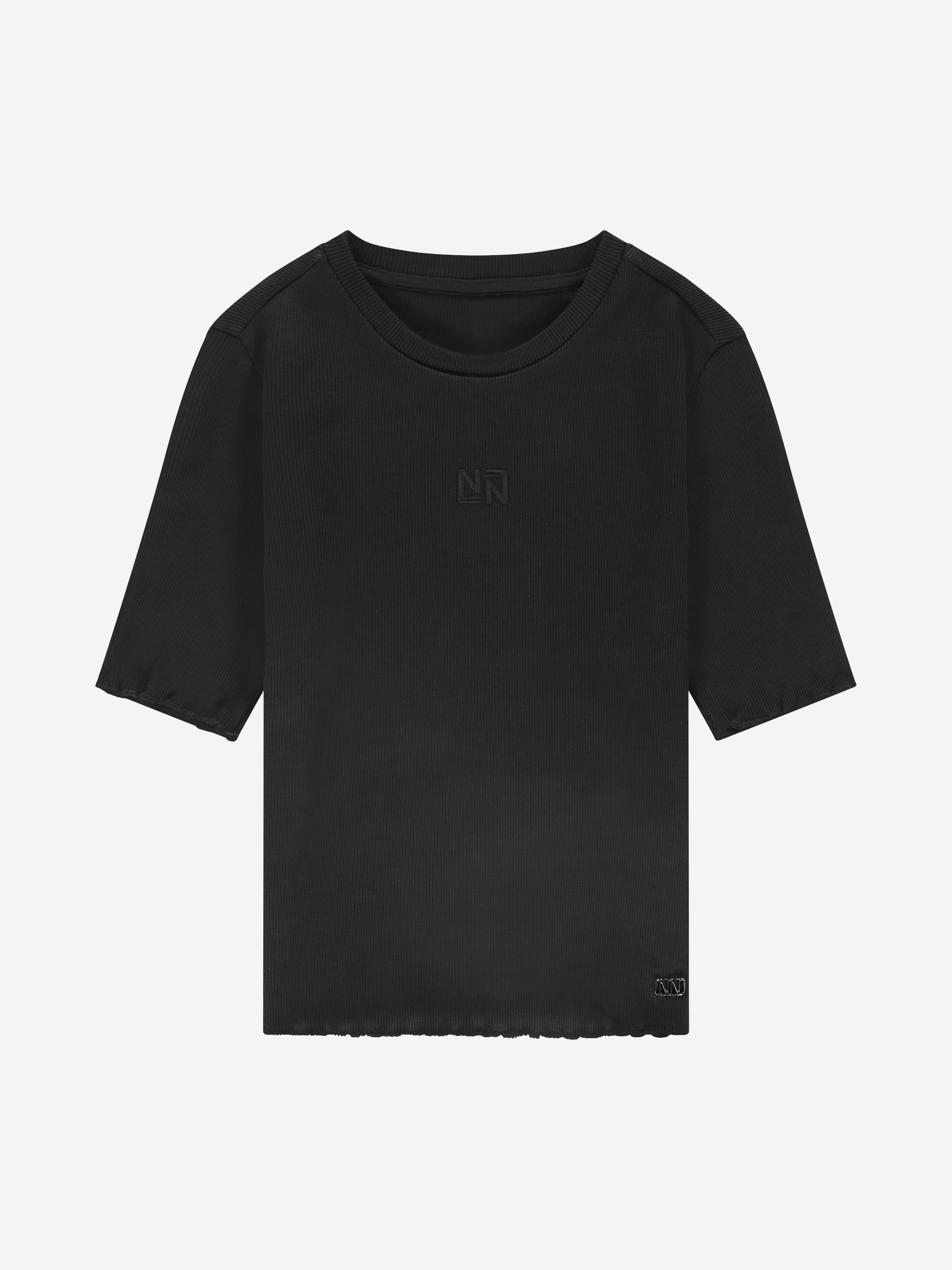 Ribbed top with ruffles