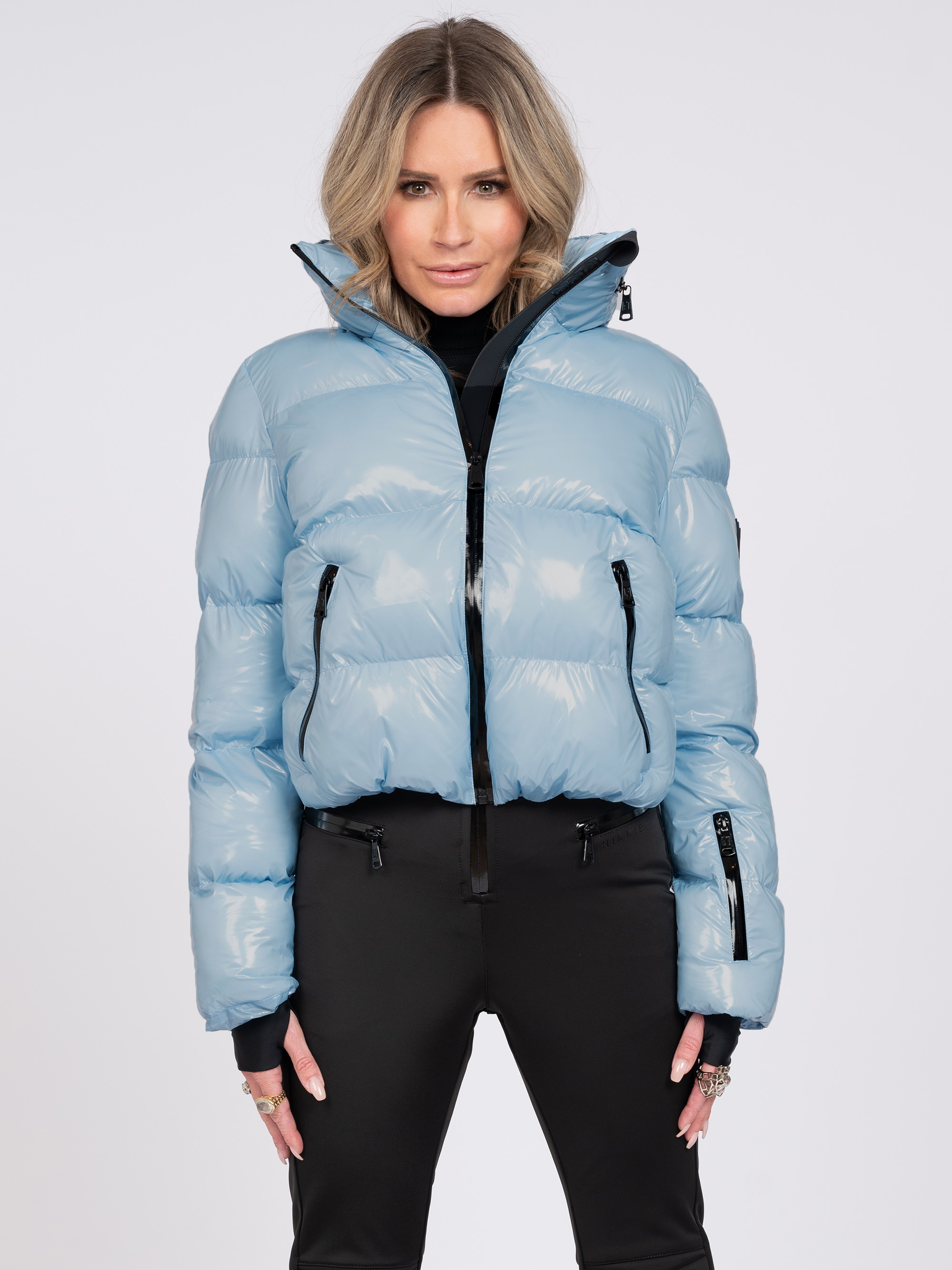 Ski jacket with metallic look